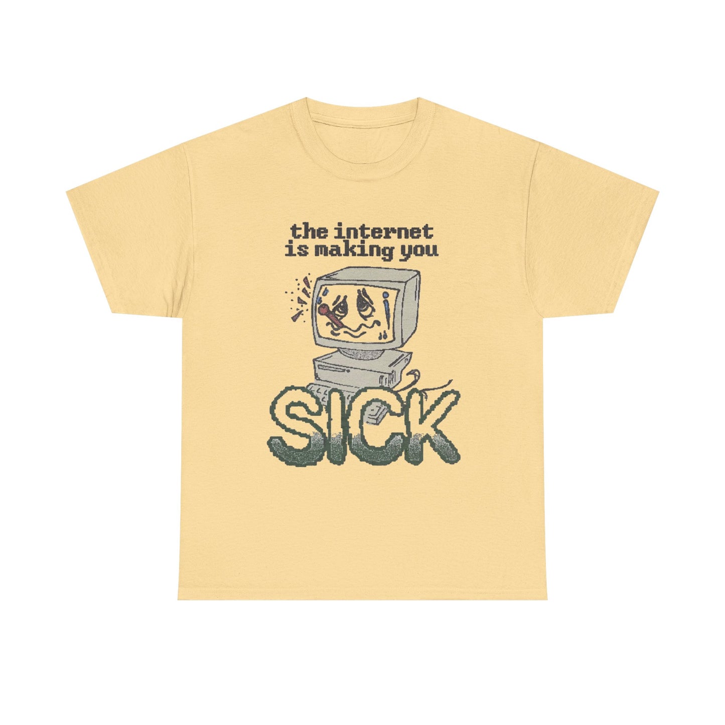 The Internet Is Making You Sick Retro Graphic T Shirt Regular Men's Heavy Cotton Tee