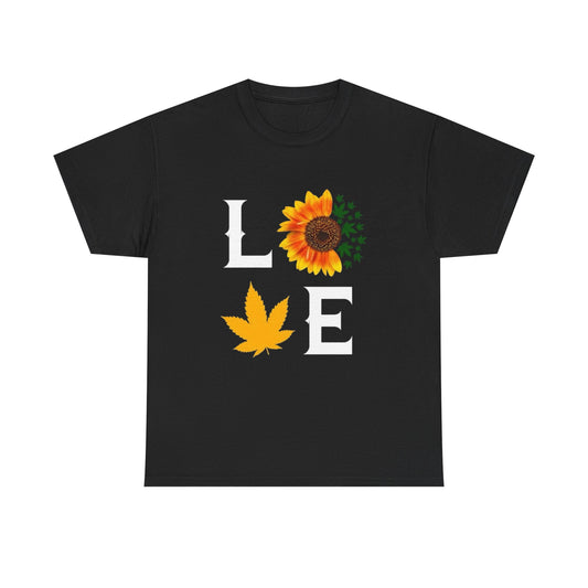 Love Cannabis Weed Flowers Graphic T Shirt S-5XL NEW Unisex Heavy Cotton Tee