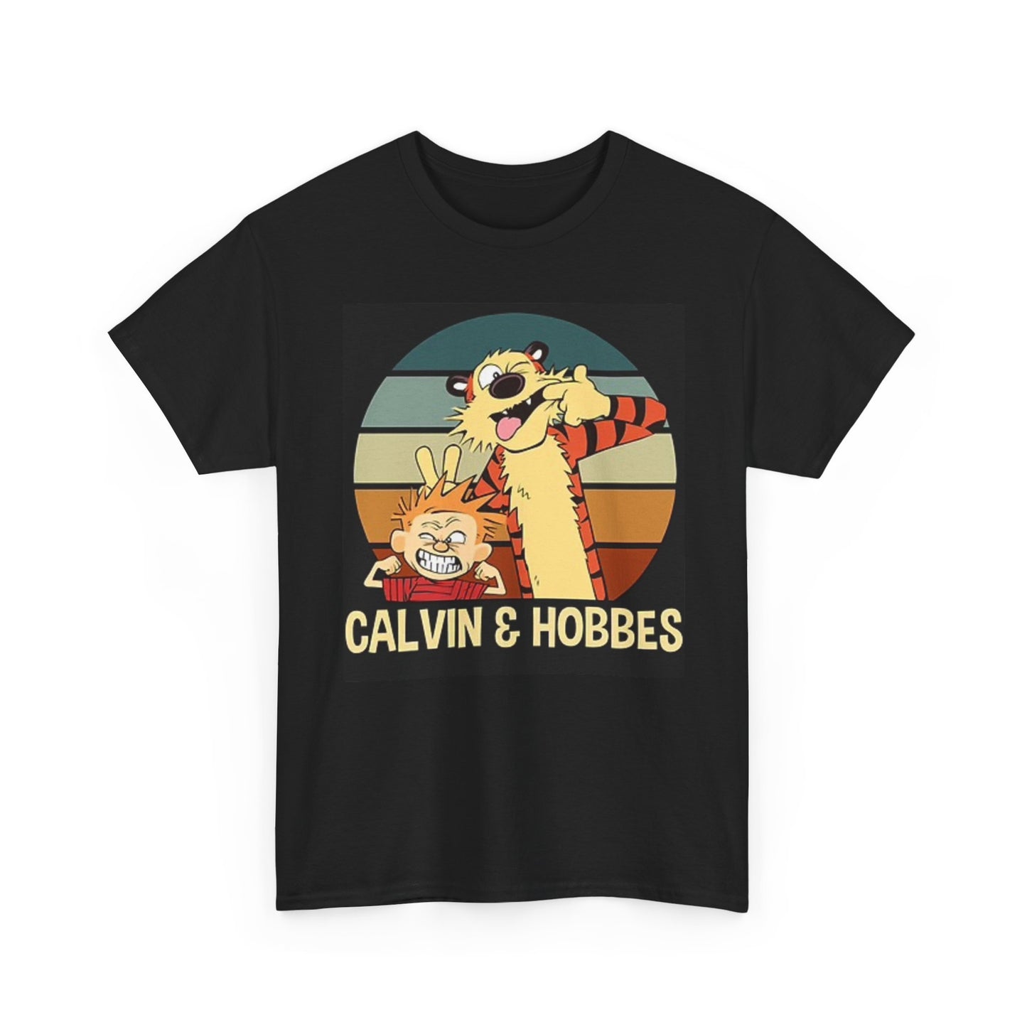Calvin And Hobbes Graphic T Shirt Retro Cartoon Unisex Heavy Cotton Tee