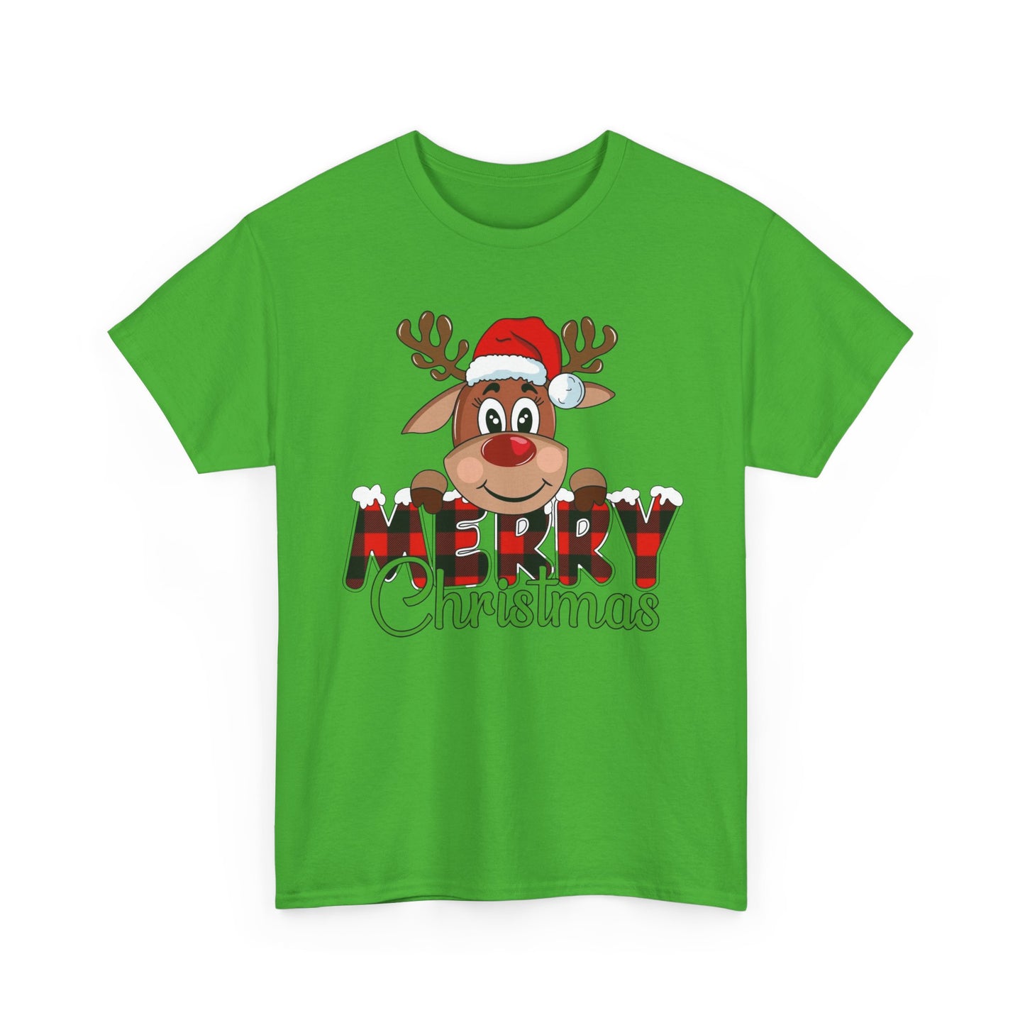 Merry Christmas Deer Cute Graphic T Shirt NEW Unisex Heavy Cotton Tee