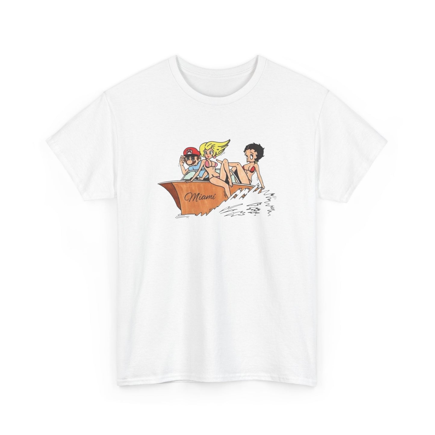 Miami Cartoons Funny Vintage Graphic T-Shirt Comfy Cotton Tee Brand NEW