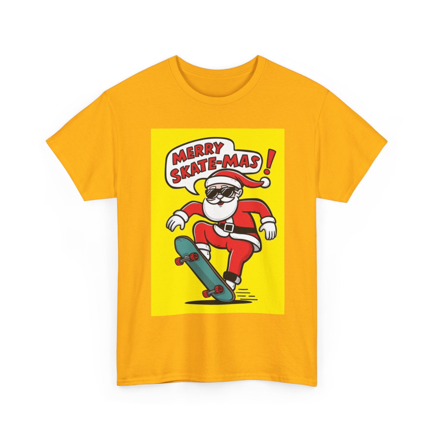 Merry Christmas Shirt Santa Skateboarding Graphic Unisex Heavy Cotton Tee