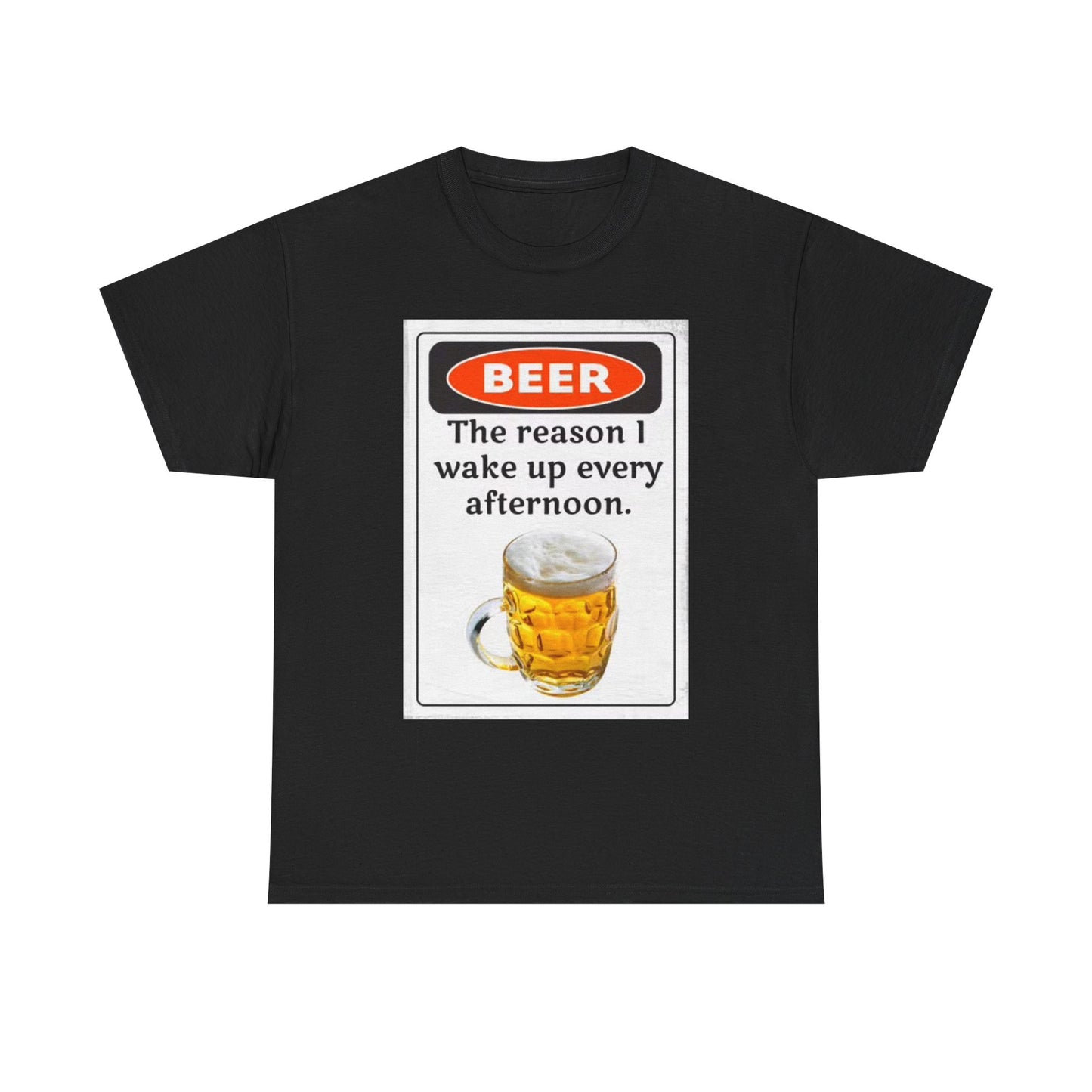 Beer The Reason I Wake Up Graphic T Shirt Funny Retro Gift Unisex Heavy Cotton