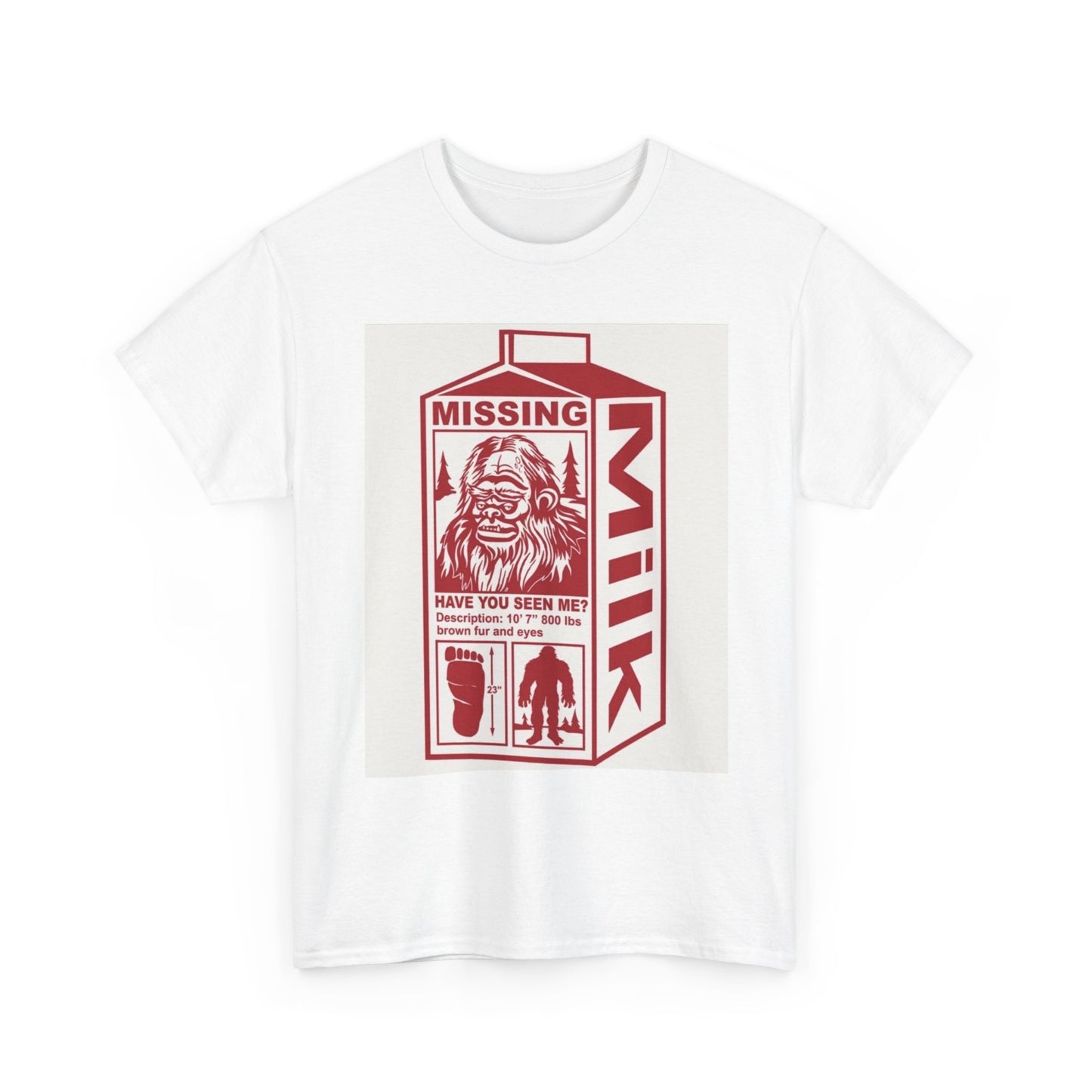 Bigfoot Missing Milk Carton Graphic T Shirt Cotton Tee