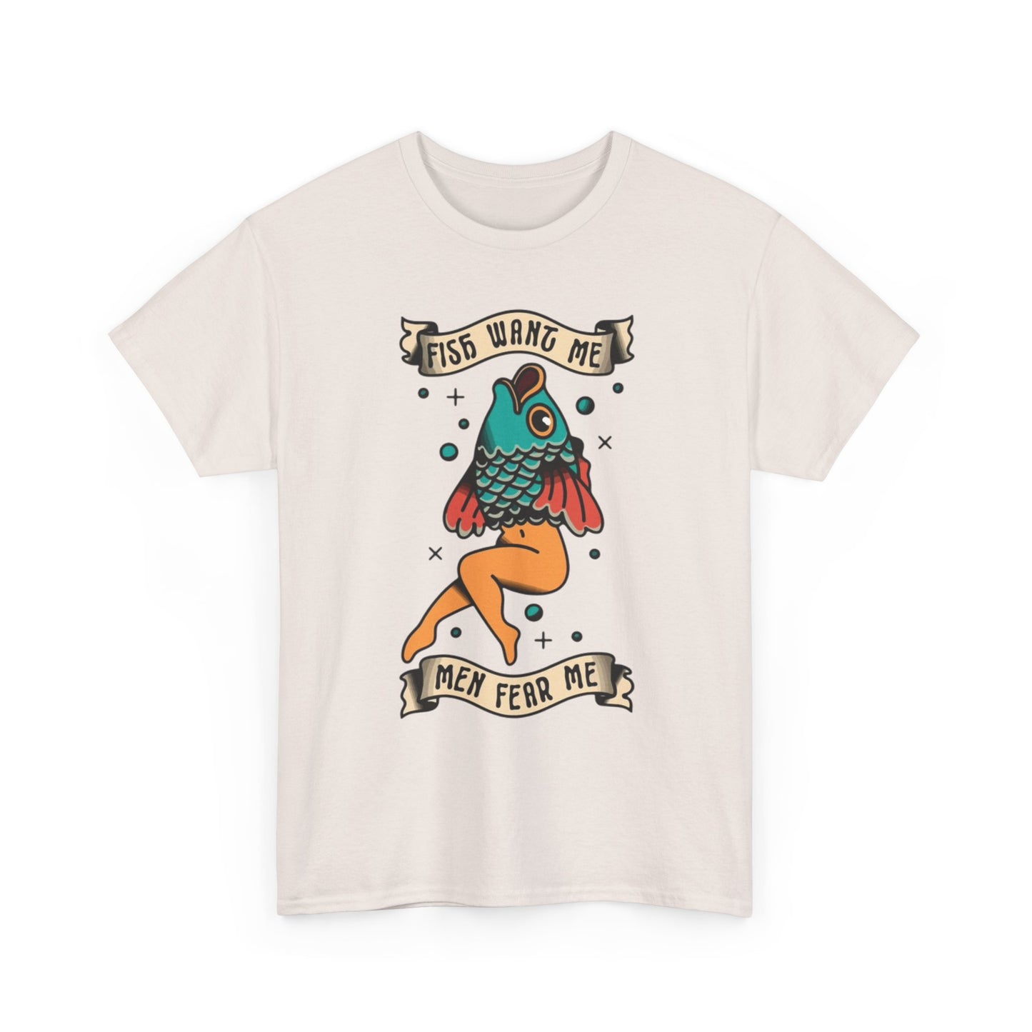 Sailor Jerry Fish T Shirt Funny Fear Tattoo Art Graphic Unisex Heavy Cotton Tee