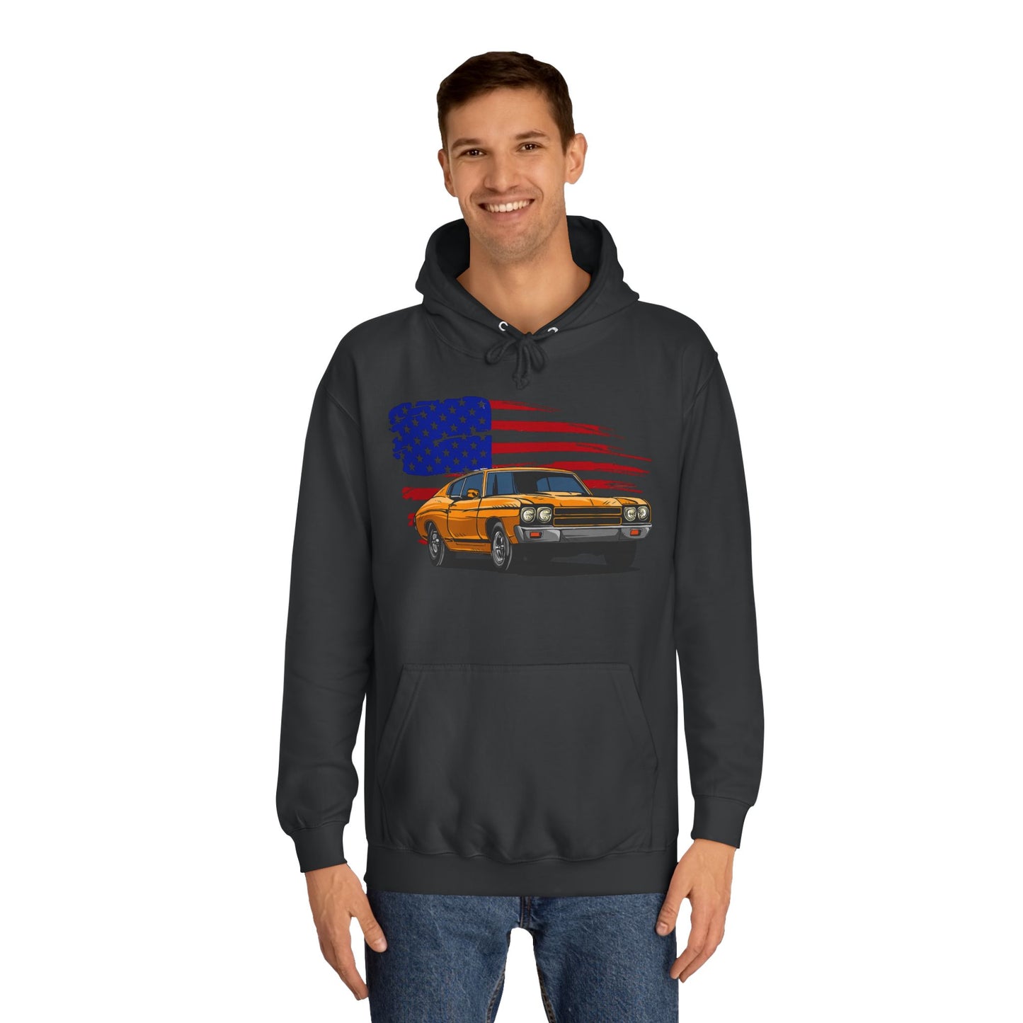 Chevelle Hoodie Retro Chevrolet Vintage Muscle Car American Flag Unisex Hoodie