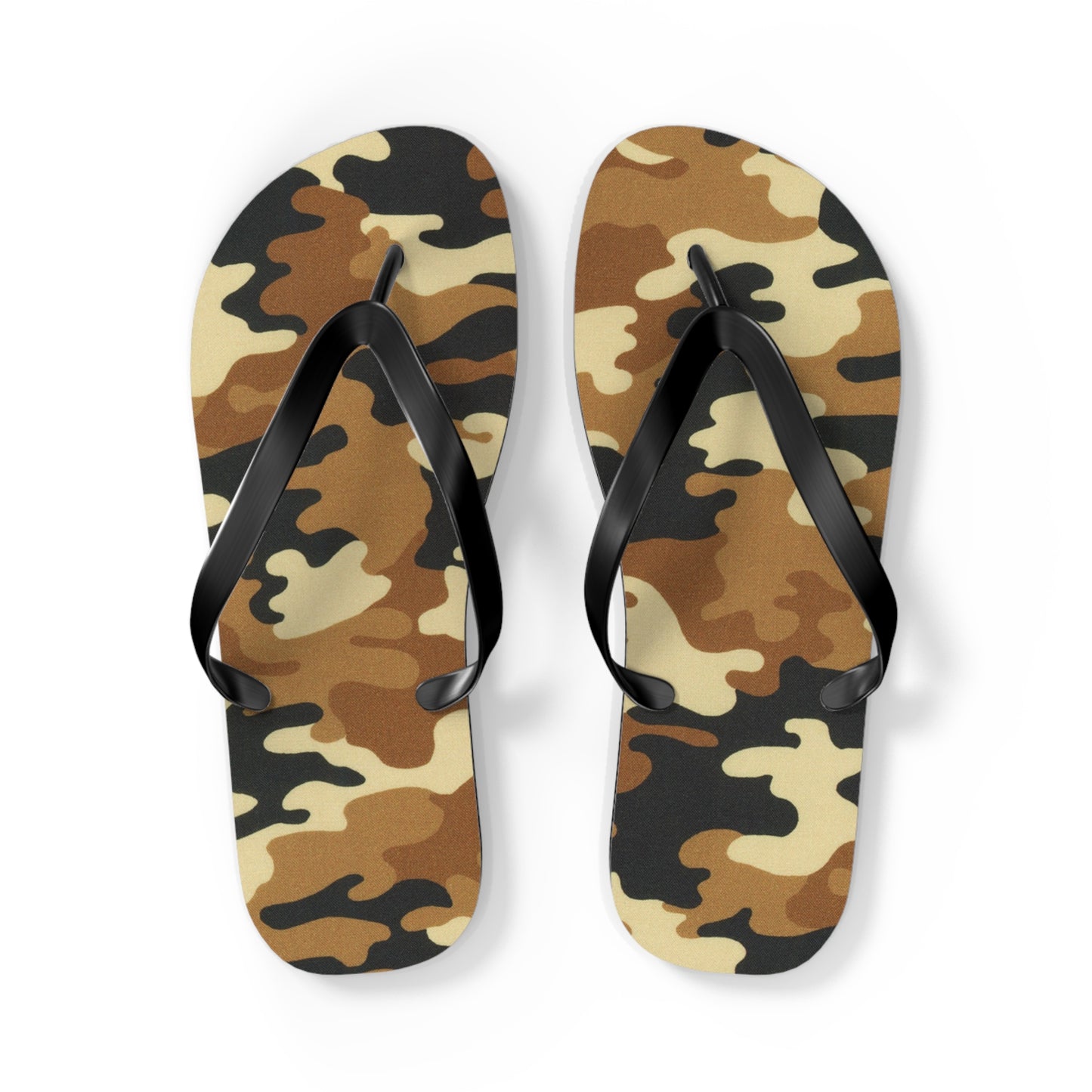 Waves And Sun Sandals Tan Camo Print Summer Flip Flops Slides BRAND NEW