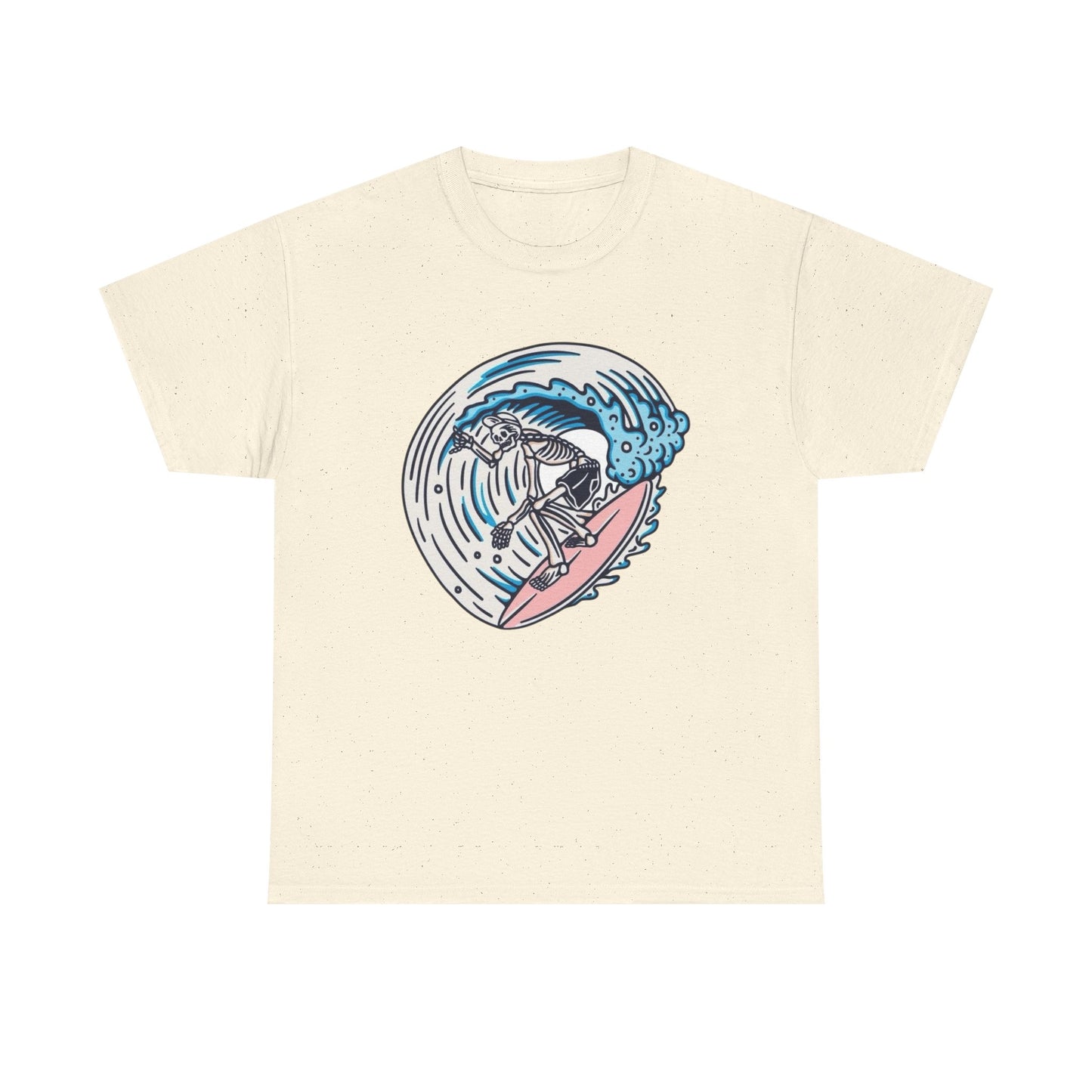 Skeleton Surfing Graphic T Shirt Unisex Heavy Cotton Tee New Gift