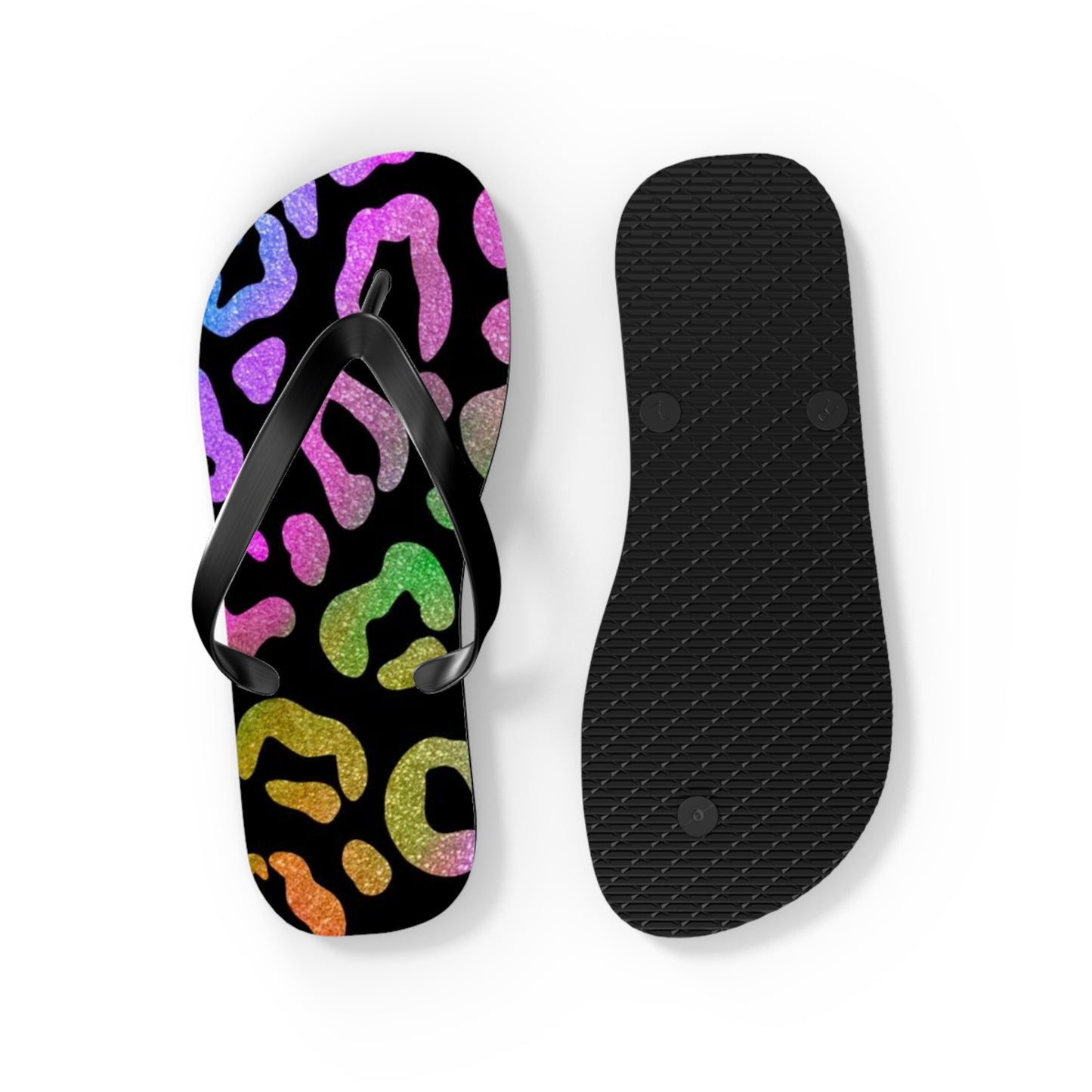 Glitter Cheetah Beach Sandals, Slides for Summer, Flip Flops, Water Resistant