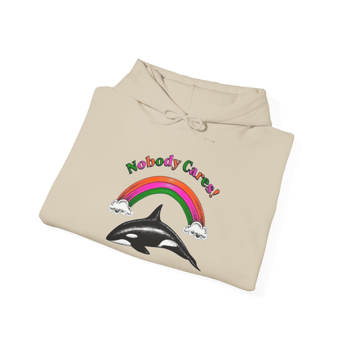 No Body Cares Whale Graphic Hoodie Unisex Heavy Blend™ Hooded Sweatshirt