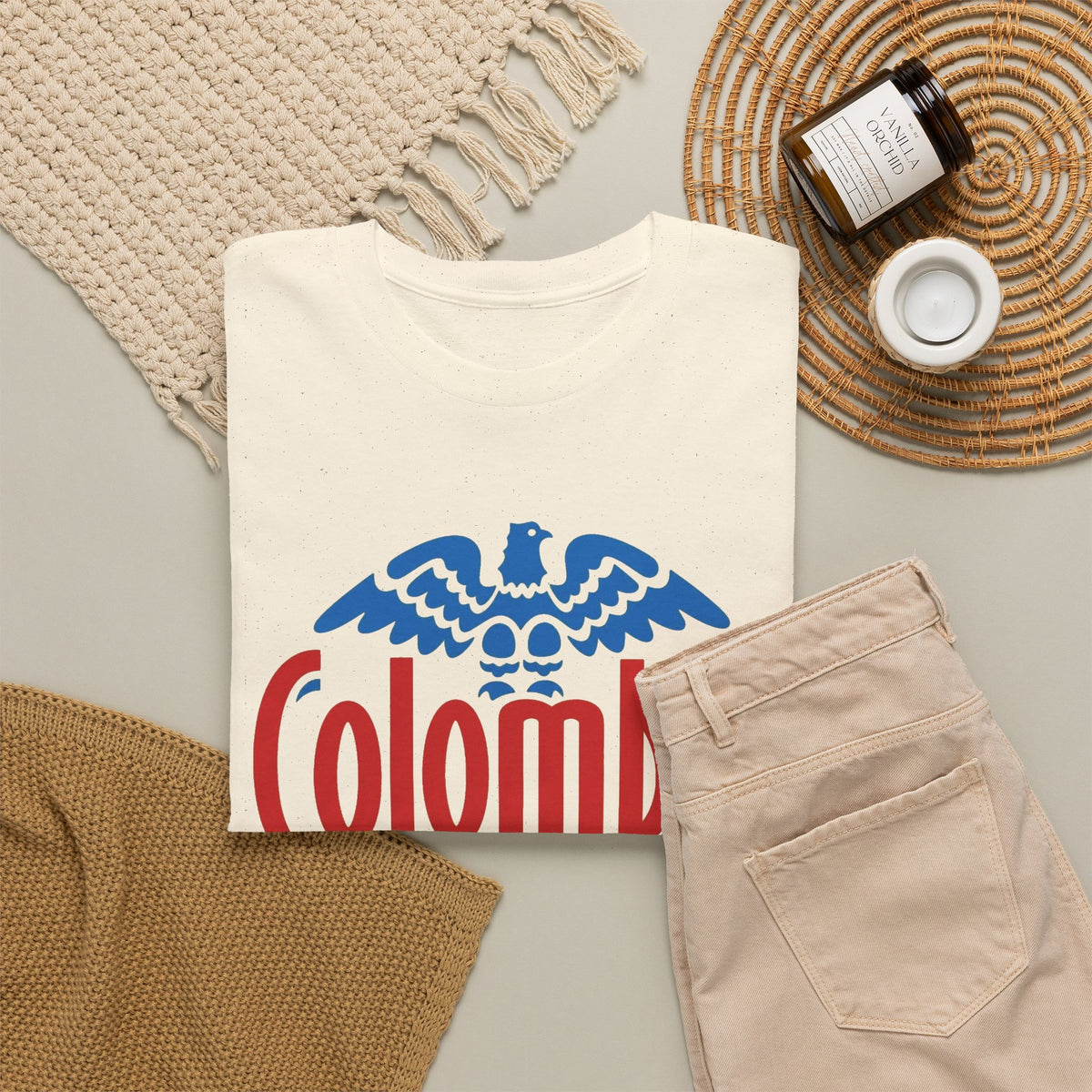 Colombia Graphic T Shirt Men's Travel Vintage Heavy Cotton Tee