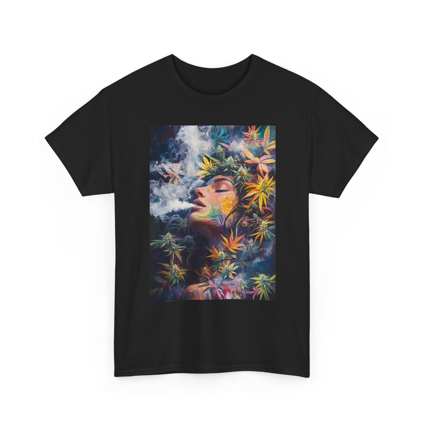 Mother Nature T Shirt Pot Leafs Multi Color Graphic Unisex Heavy Cotton Tee