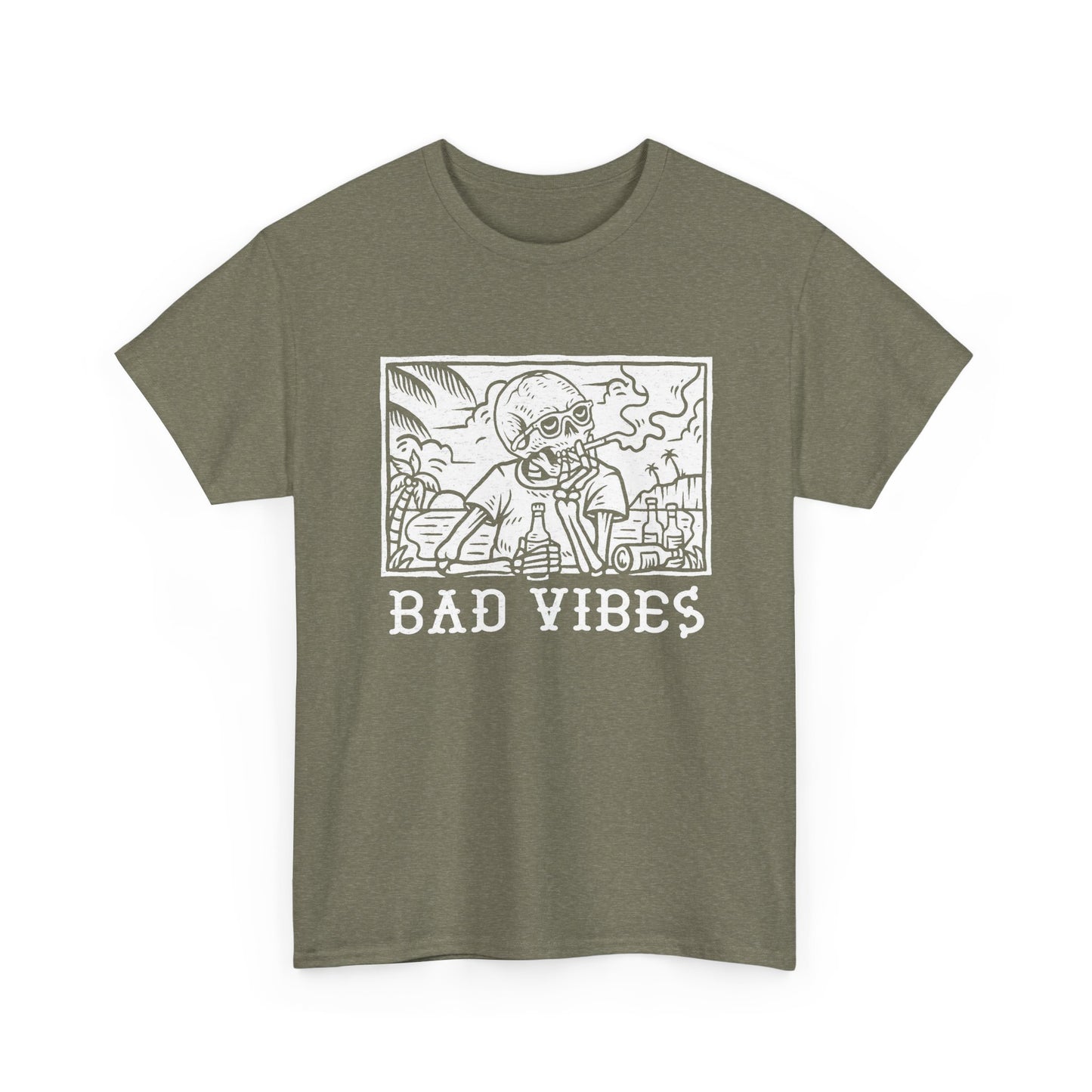 Bad Vibes Graphic T Shirt NEW Unisex Heavy Cotton Tee