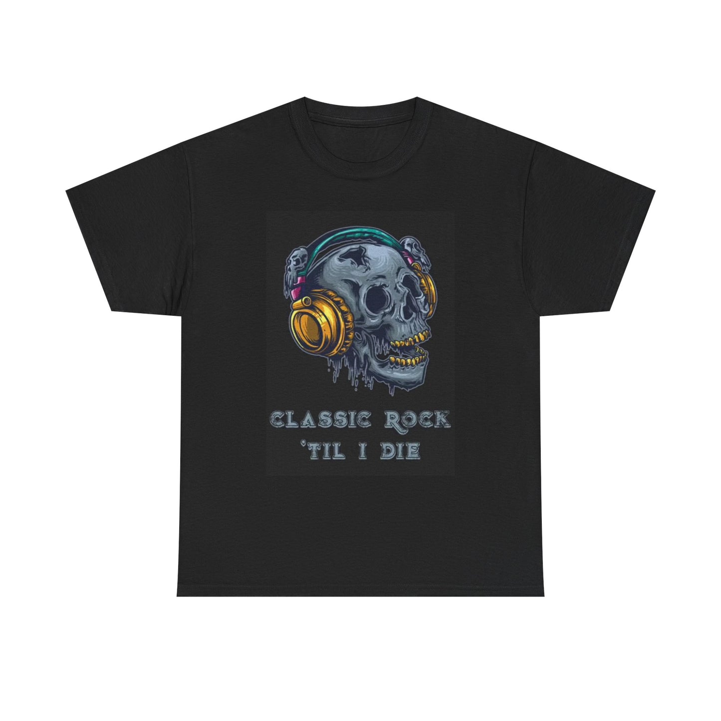 Classic Rock Till I Die Graphic T Shirt Retro Skeleton Headphones Unisex