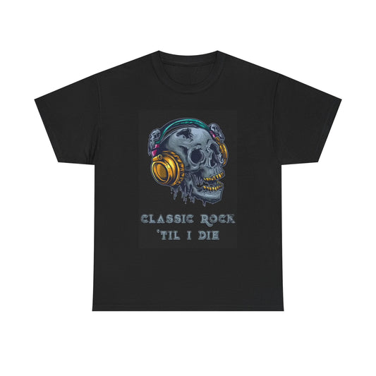 Classic Rock Till I Die Graphic T Shirt Retro Skeleton Headphones Unisex