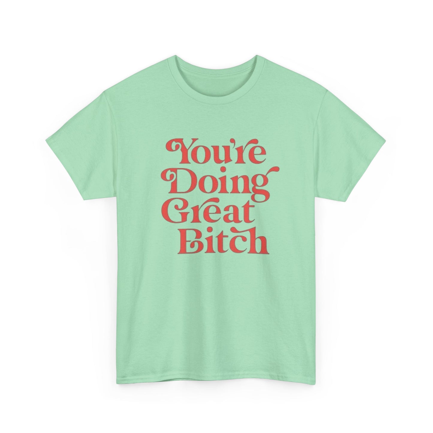 Your Doing Great Bitch Funny Graphic T Shirt Unisex Heavy Cotton Tee GIFT