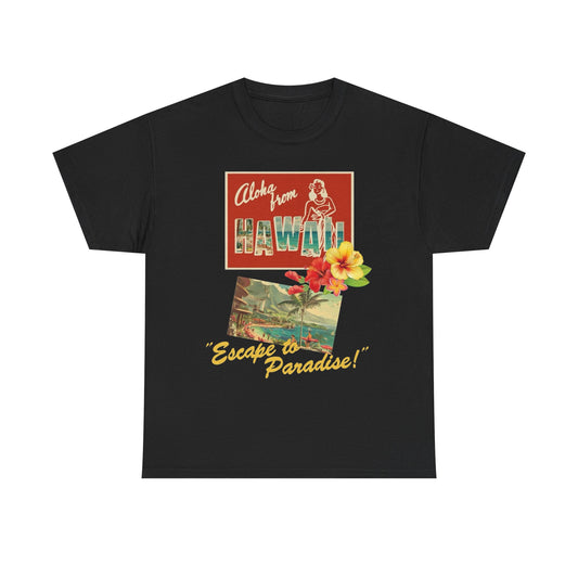 Escape To Paradise Hawaii Graphic T Shirt ADULT NEW Unisex Heavy Cotton Tee