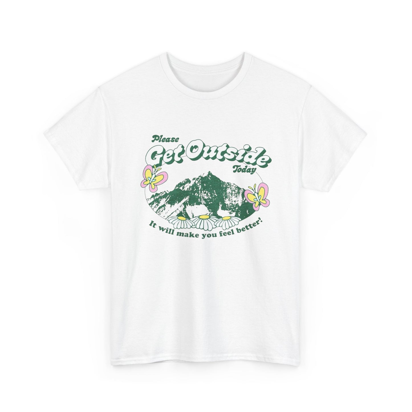 Please Get Outside Today Graphic T Shirt Unisex Heavy Cotton Tee Gift Vintage