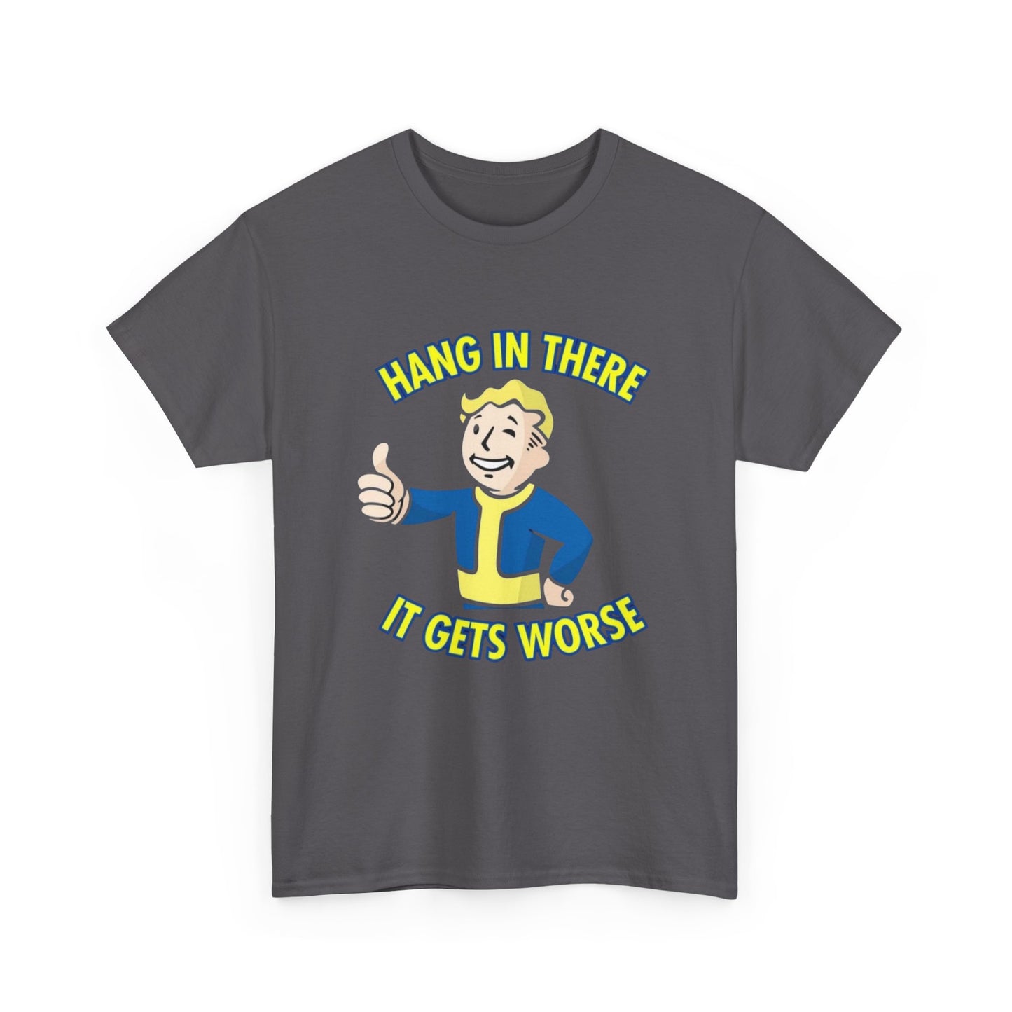 Fallout Graphic T Shirt Hang In There Funny Vintage Game Unisex Heavy Cotton Tee