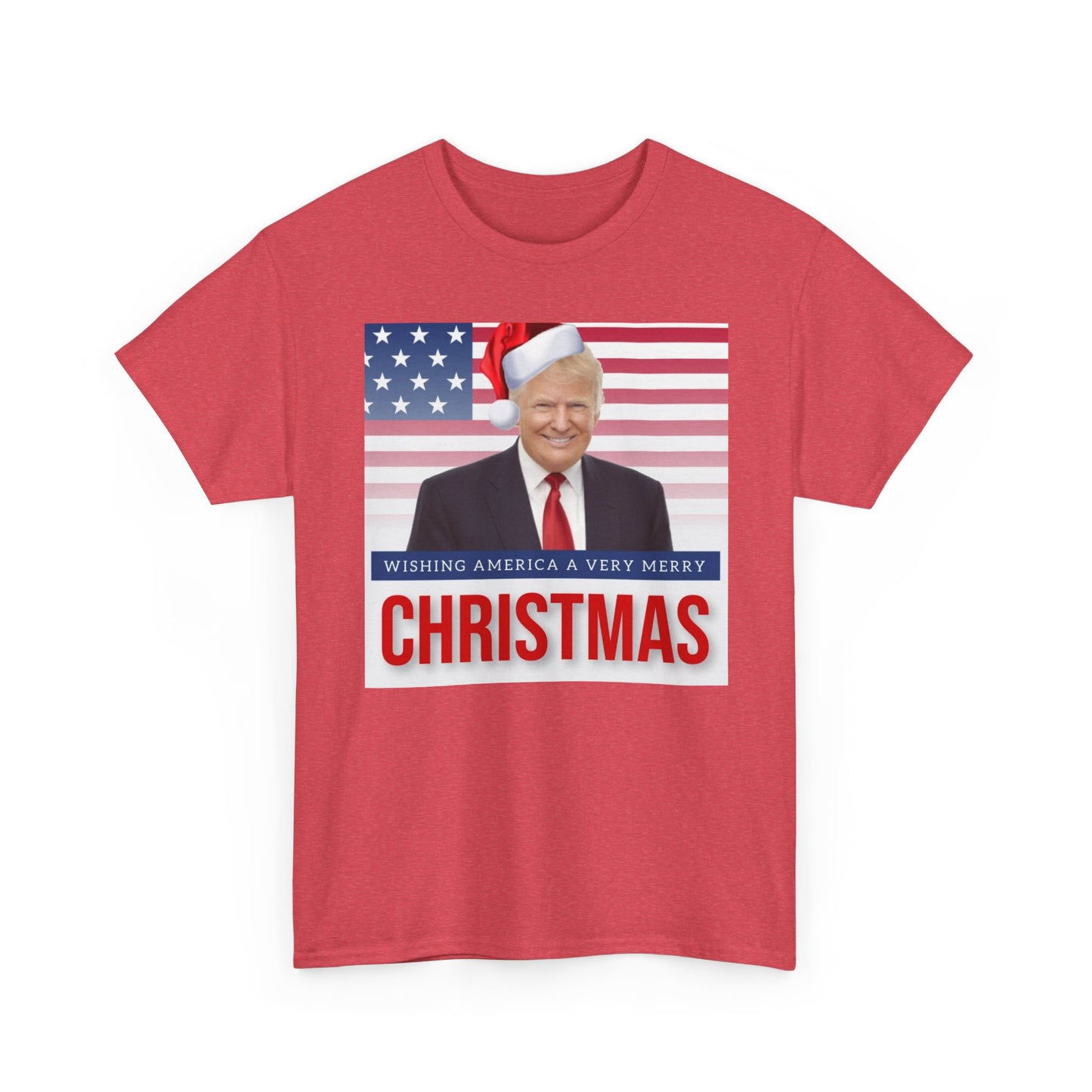 Trump Merry Christmas T Shirt Funny Holidays Graphic Unisex American Flag