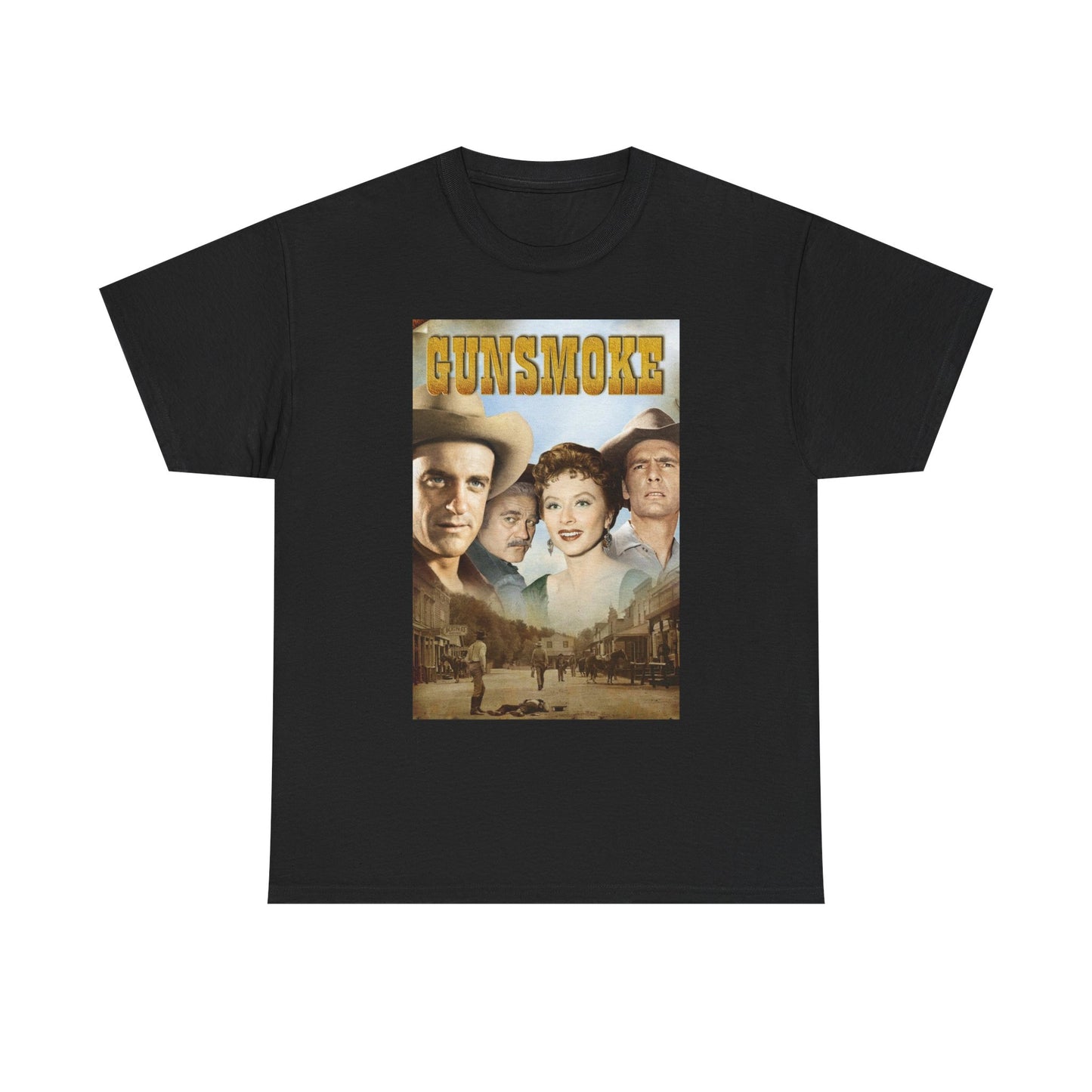 Gunsmoke Graphic T Shirt Vintage Cowboy Series Unisex Heavy Cotton Tee