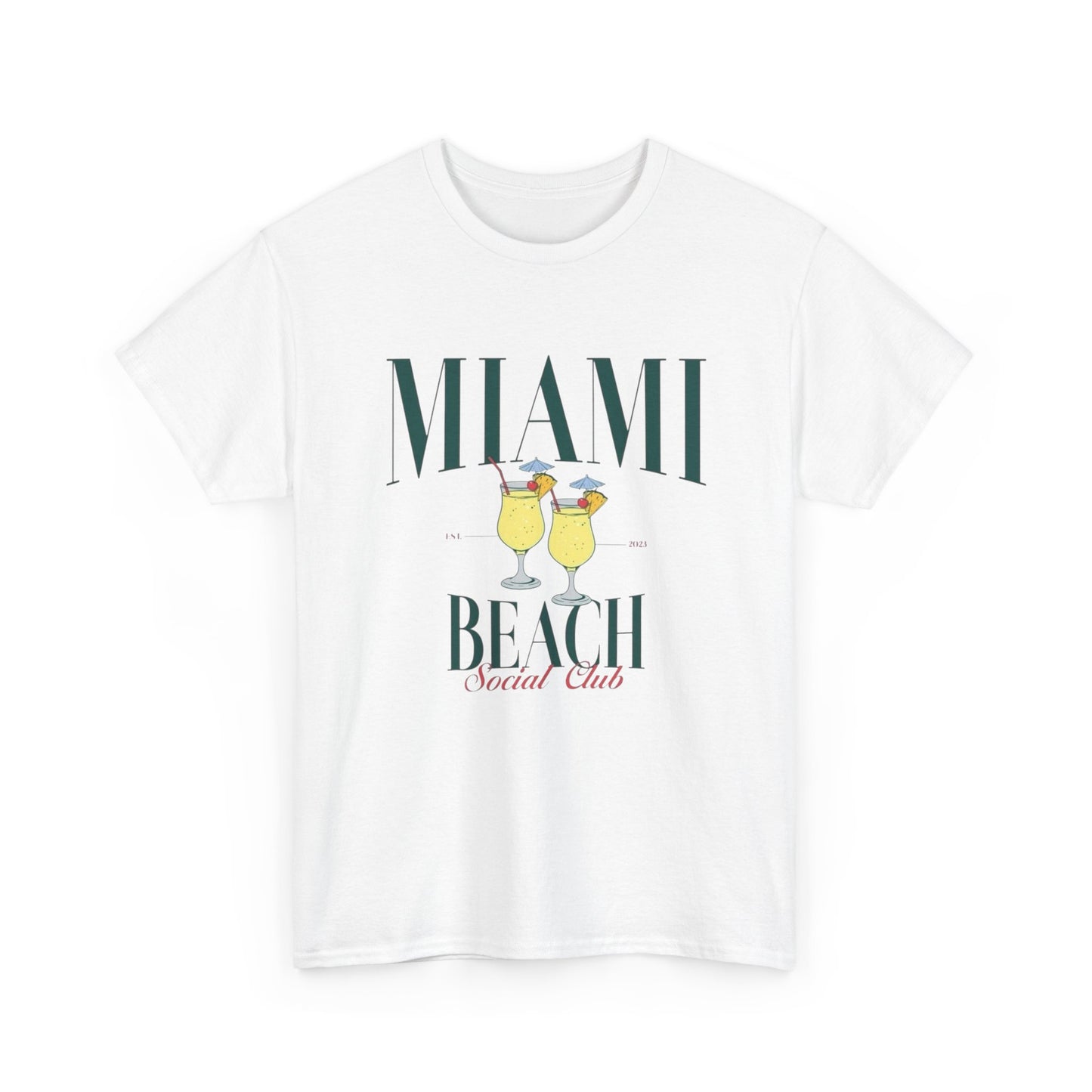 Miami Beach Social Club Graphic T Shirt NEW Unisex Heavy Cotton Tee