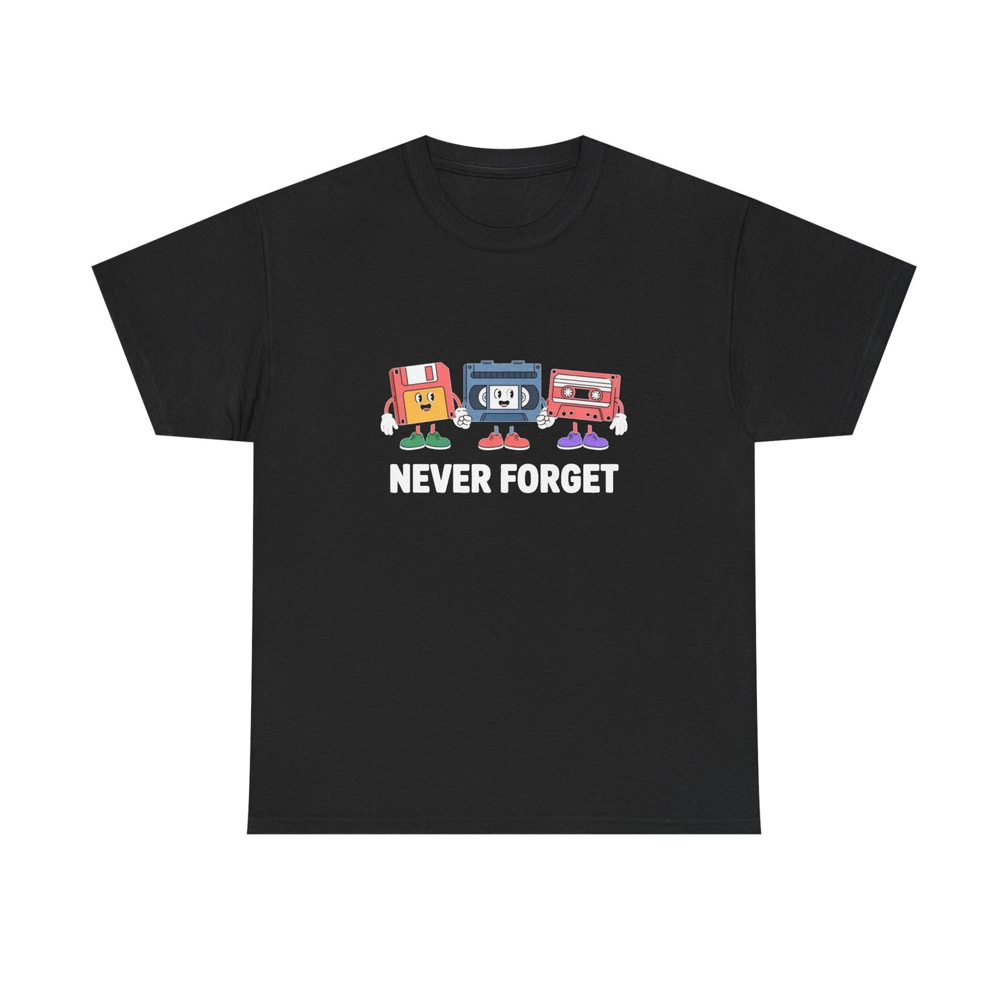 Never Forget Funny Old Technology Graphic T Shirt Unisex Heavy Cotton NEW Tee