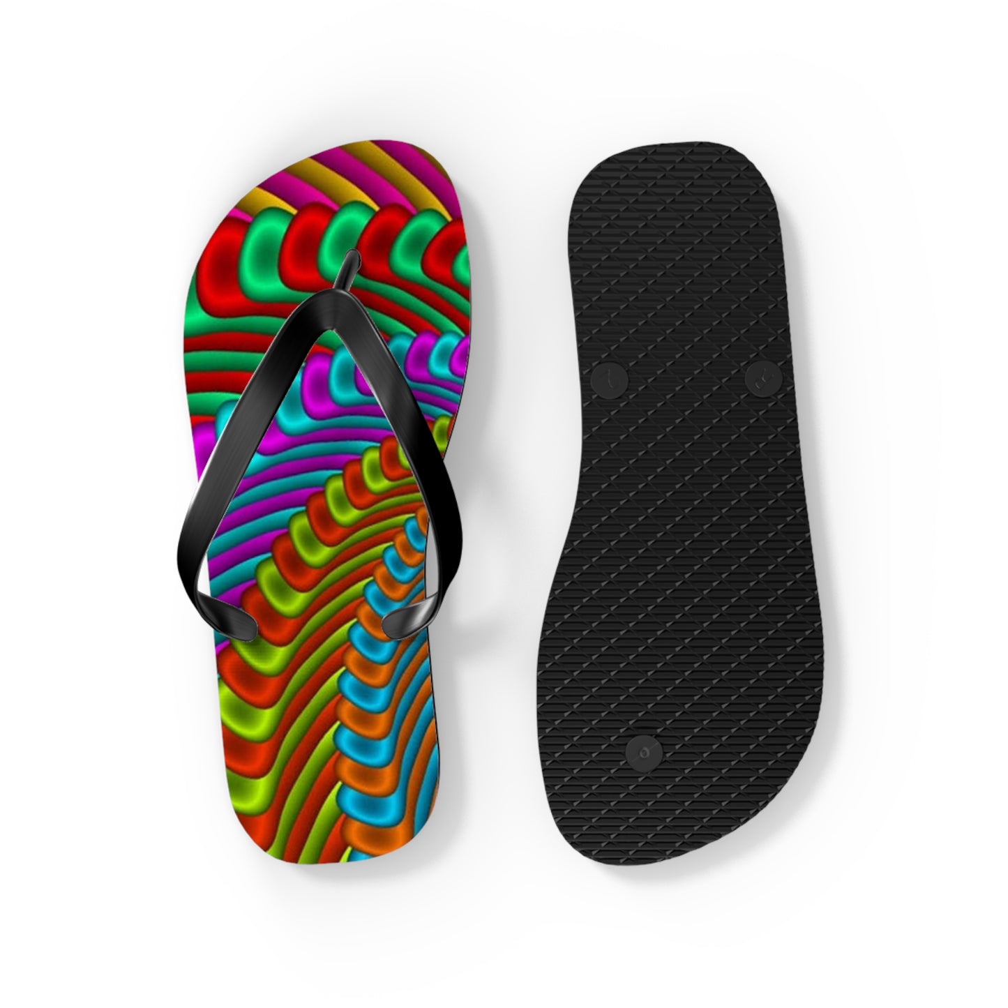 Groovy Tie Dye Flip Flops, Sandals Slides, Summer Footwear, Brand New
