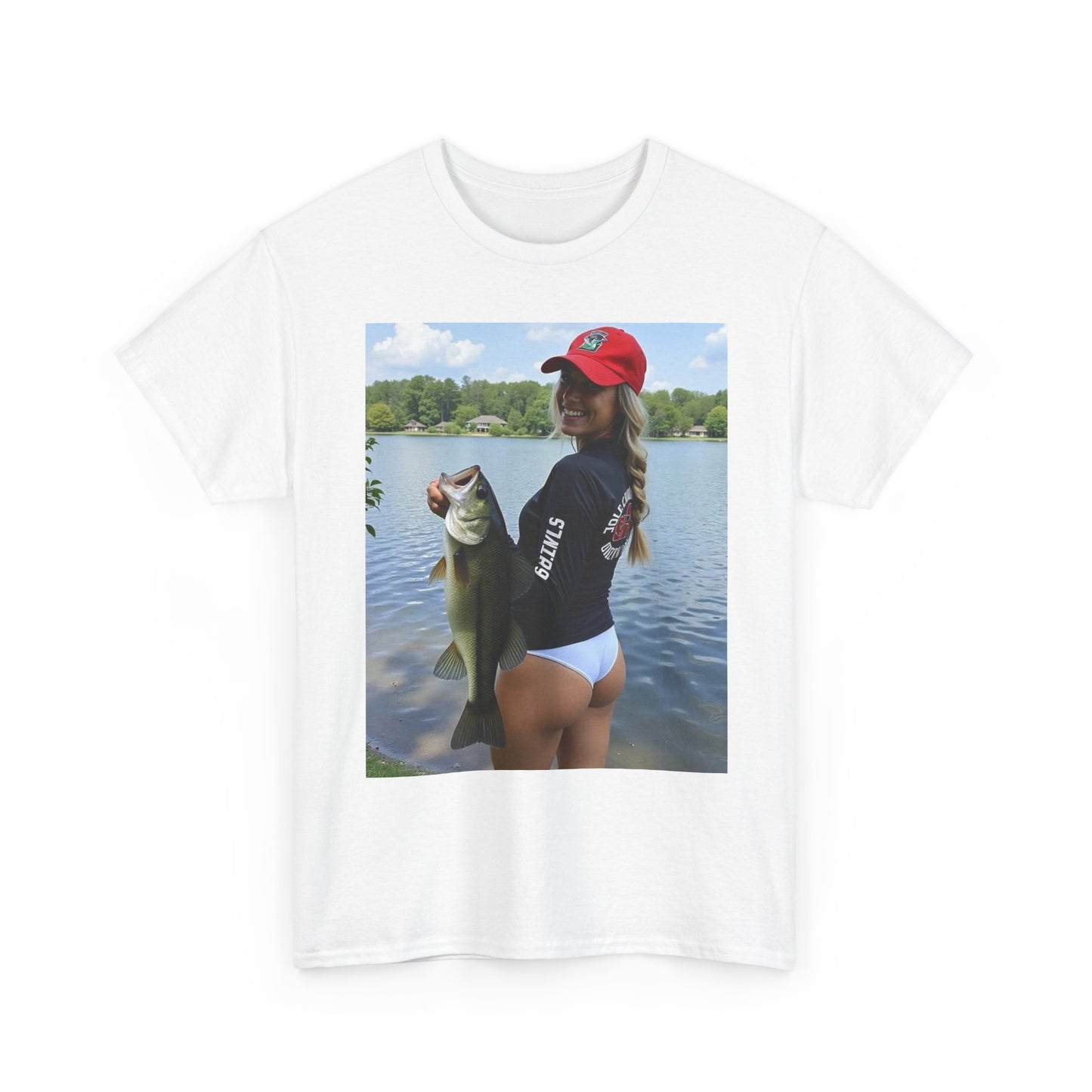 Babes Fishing Bikini Graphic T Shirt S-5XL Unisex Heavy Cotton Tee