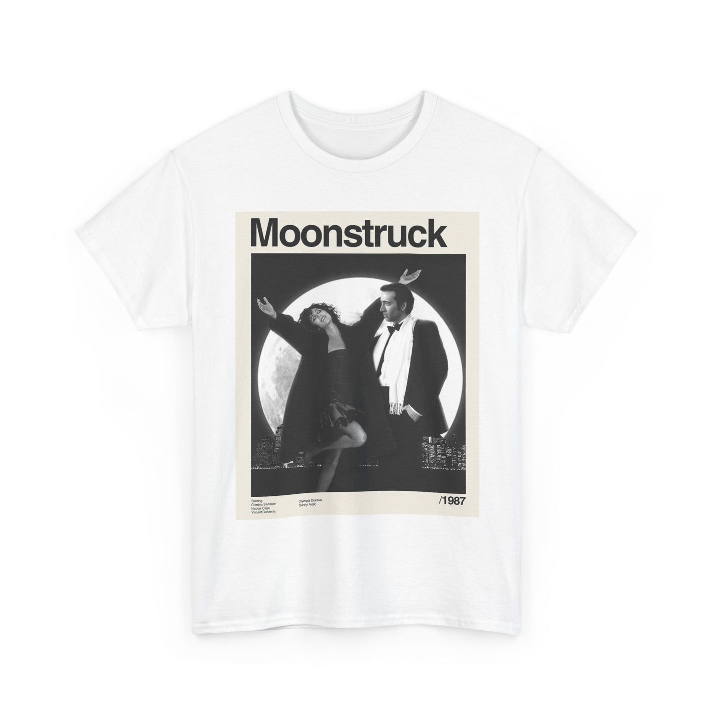 Moonstruck Tshirt Vintage Poster Nicholas Cage Cher Unisex Heavy Cotton Tee