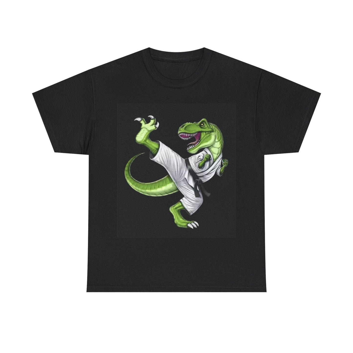 Karate Dinosaur Shirt Funny Graphic Kids T Rex Unisex Heavy Cotton Tee