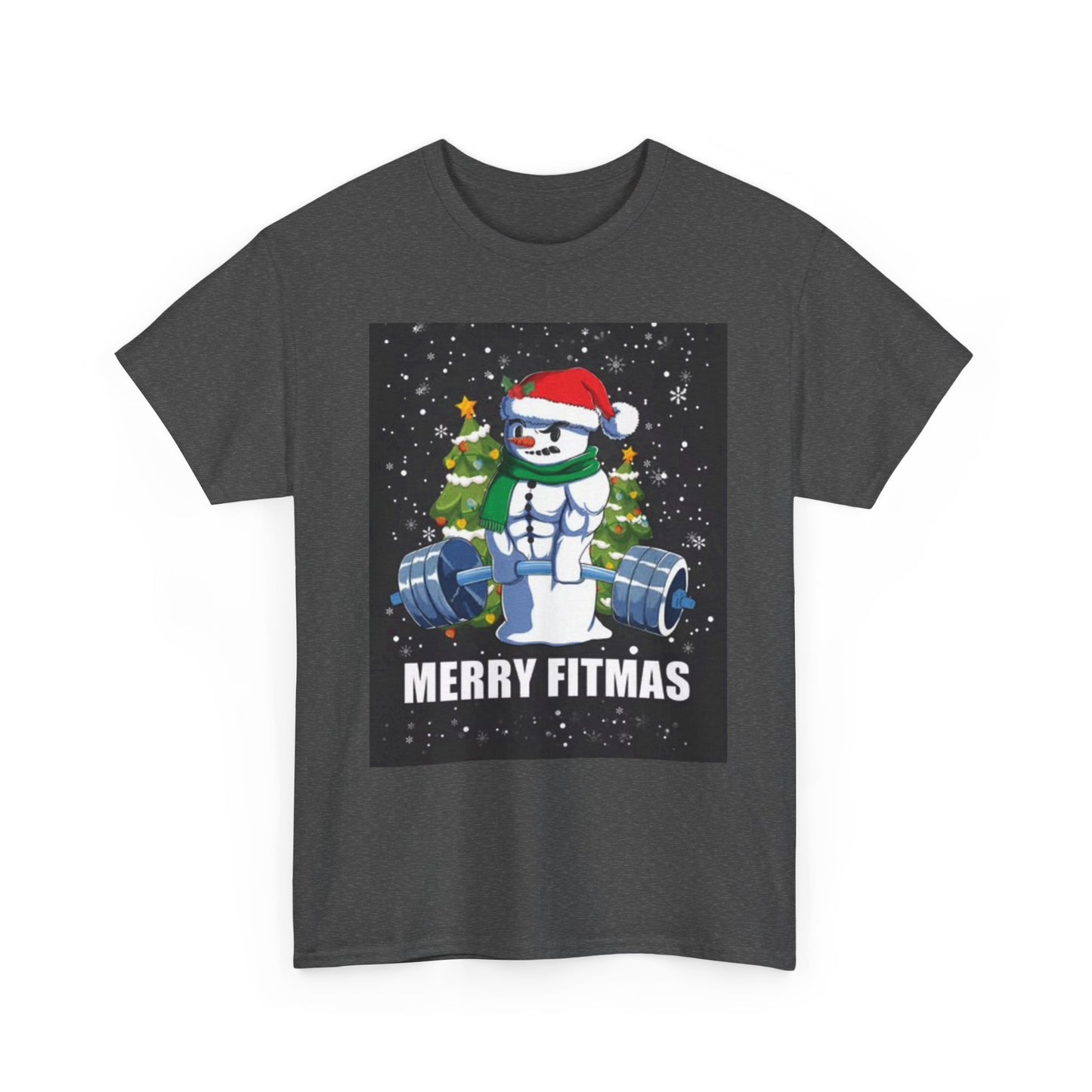 Merry Fitmas Shirt Funny Gym Snowman Christmas Gym Unisex Heavy Cotton Tee