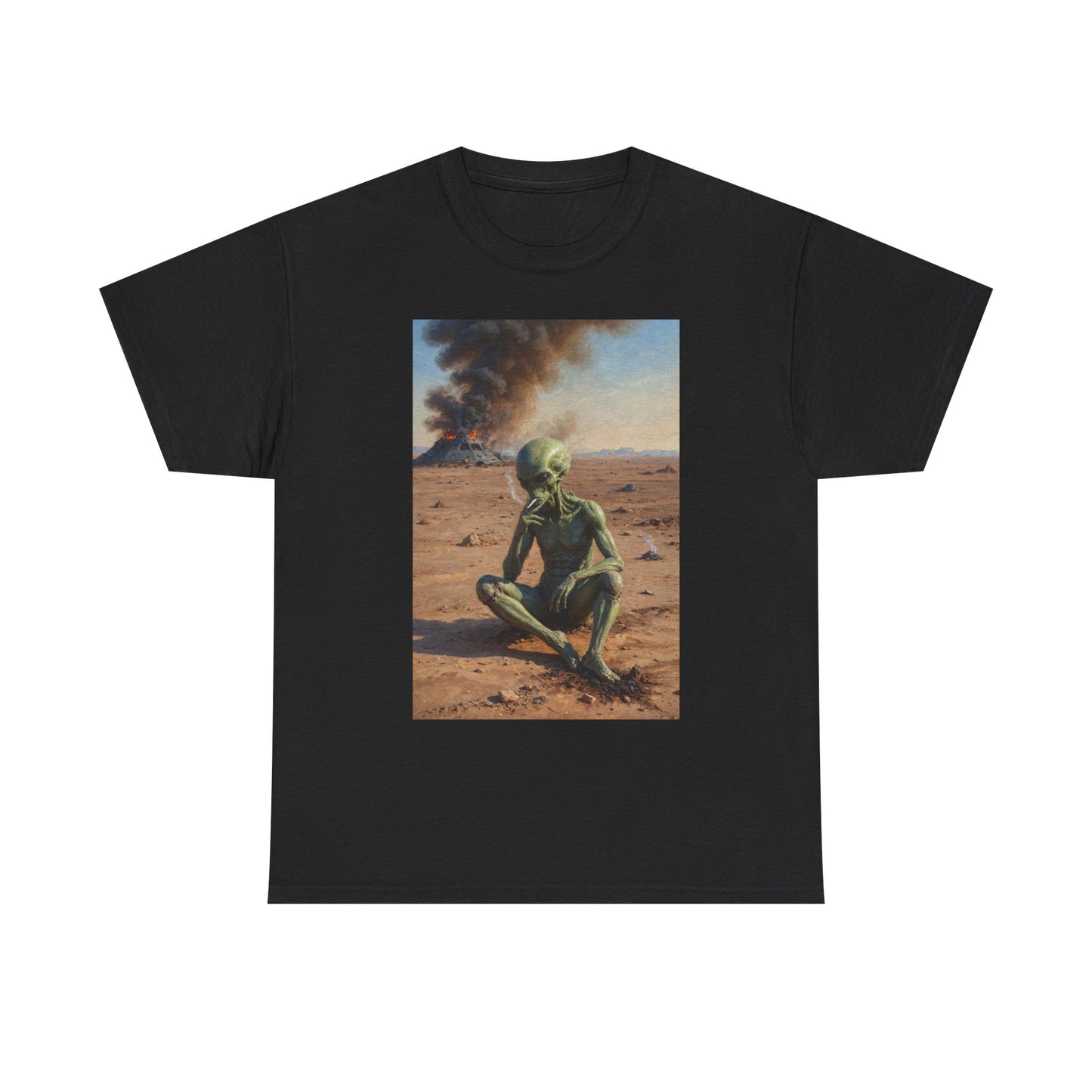 Alien Space Crash Graphic T Shirt NEW Adult Unisex Heavy Cotton Tee