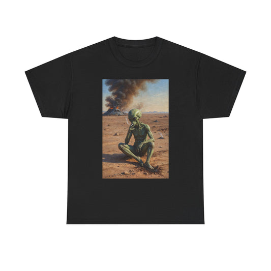 Alien Space Crash Graphic T Shirt NEW Adult Unisex Heavy Cotton Tee