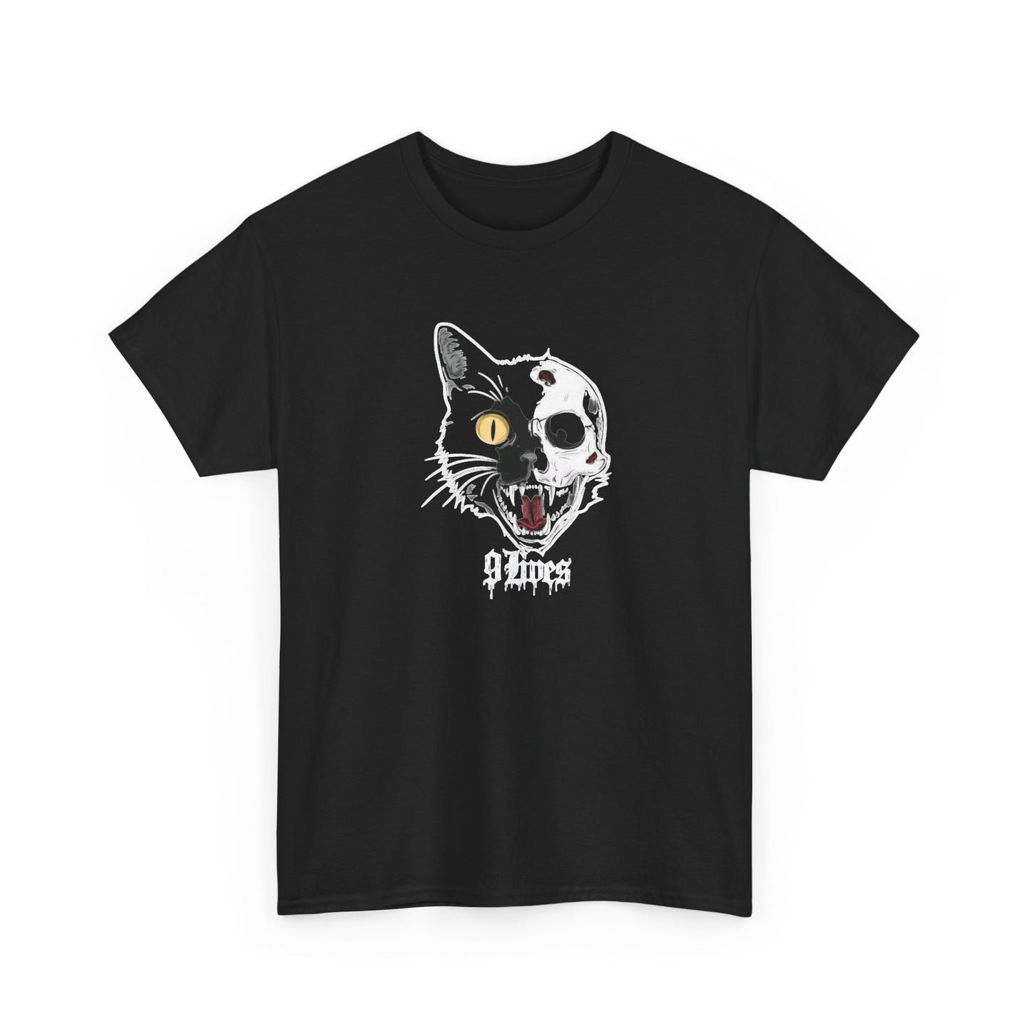 Cat 9 Lives Graphic T Shirt Unisex Heavy Cotton Tee GIFT NEW