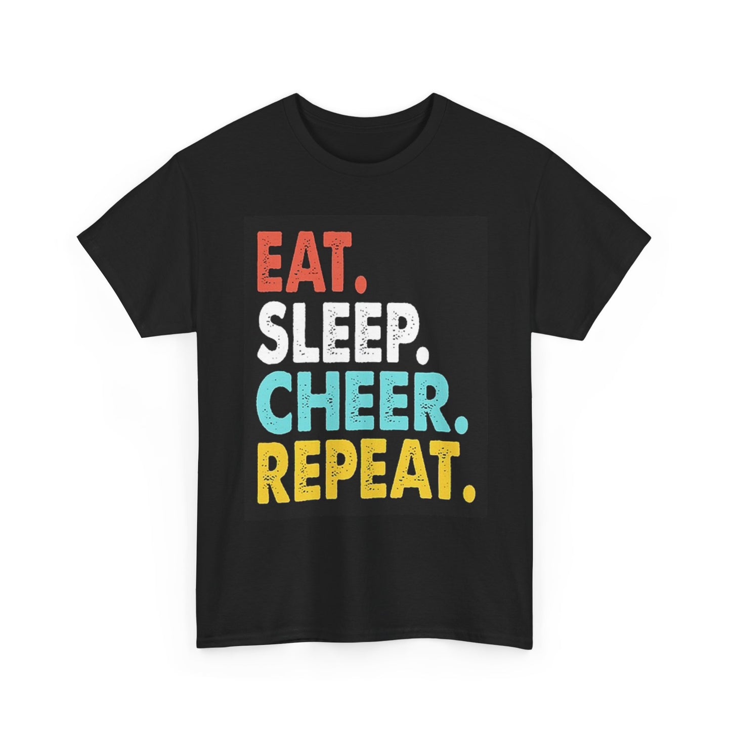 Eat Sleep Cheer Repeat Graphic T Shirt Cheerleading Unisex Heavy Cotton Tee