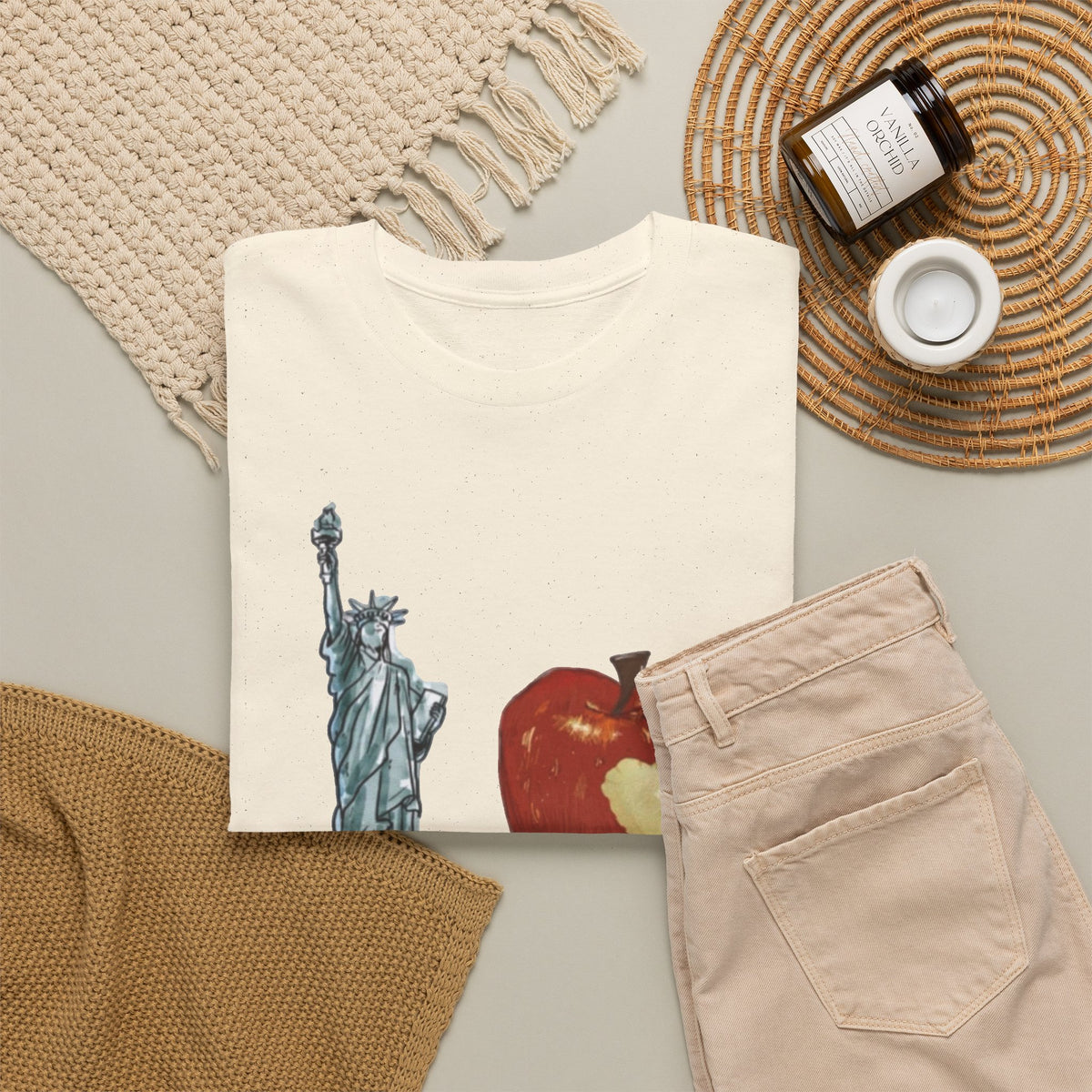 I love New York Graphic T Shirt Vintage Big Apple Men's Heavy Cotton Tee