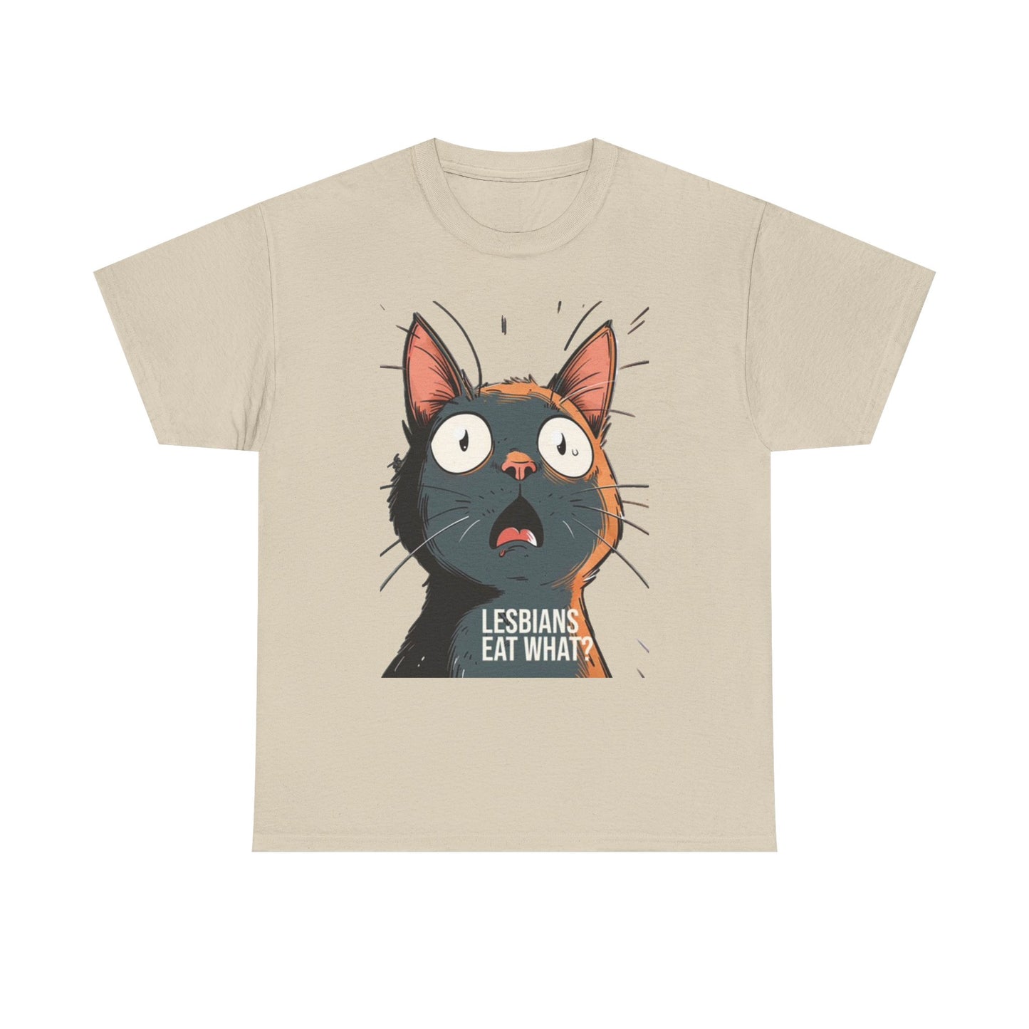 Funny Cat Lesbian Jokes Humor Graphic T Shirt NEW Unisex Heavy Cotton Tee