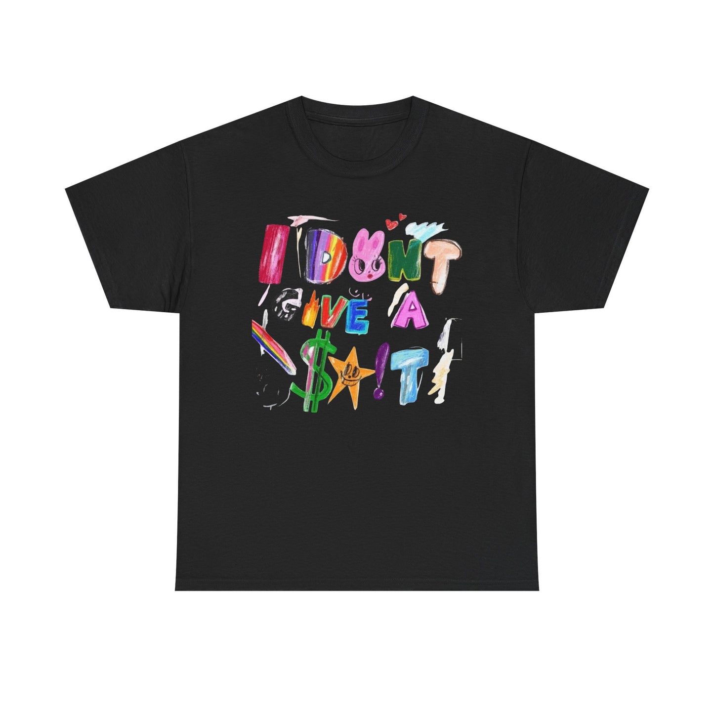 I Dont Care Funny Drawing Graphic T-Shirt Unisex Heavy Cotton Tee