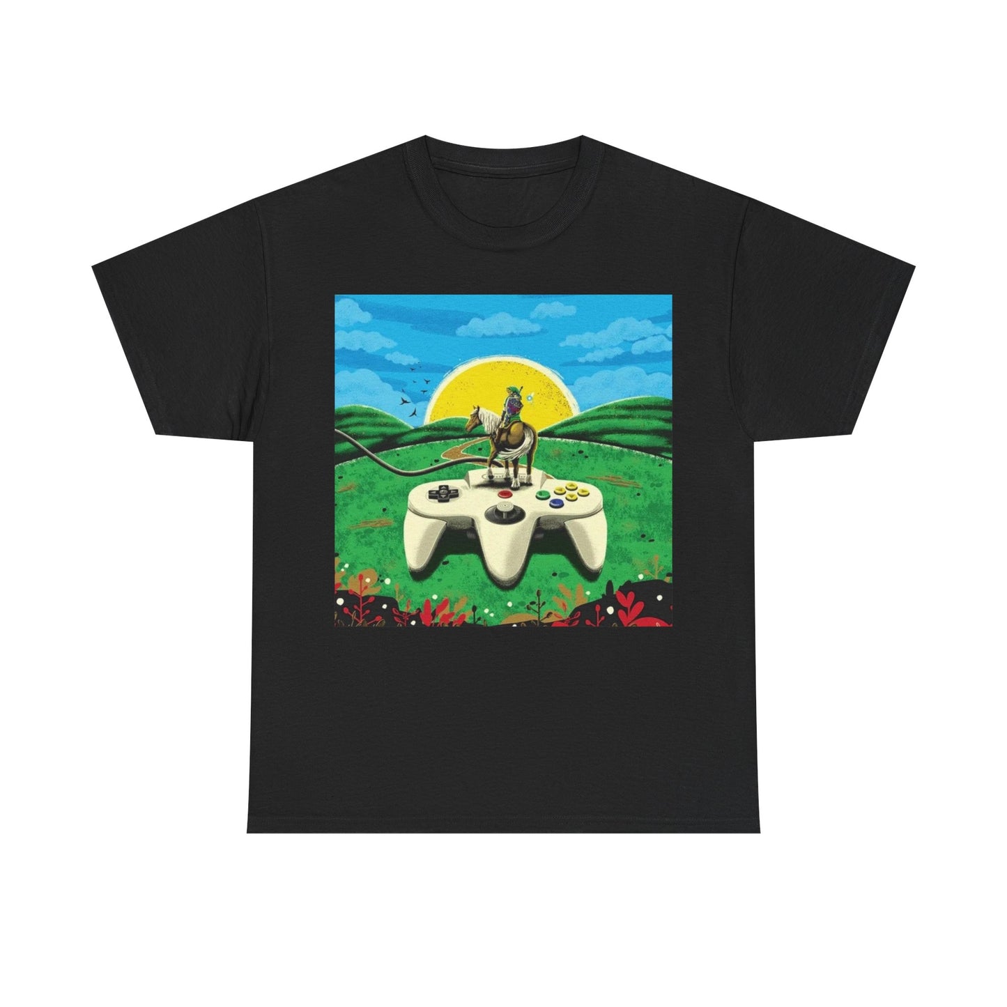 N64 Controller Gaming Tshirt Retro Gamer Painting Unisex Heavy Cotton Tee