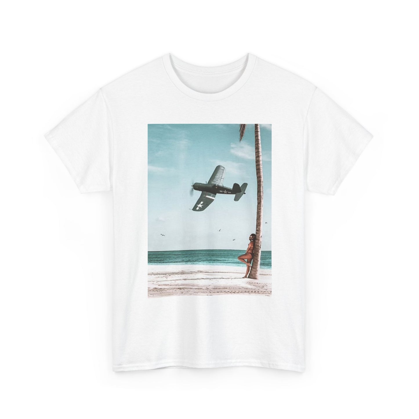 Pearl Harbor Graphic T Shirt Beach Fly Over Hawaii Unisex Heavy Cotton Tee