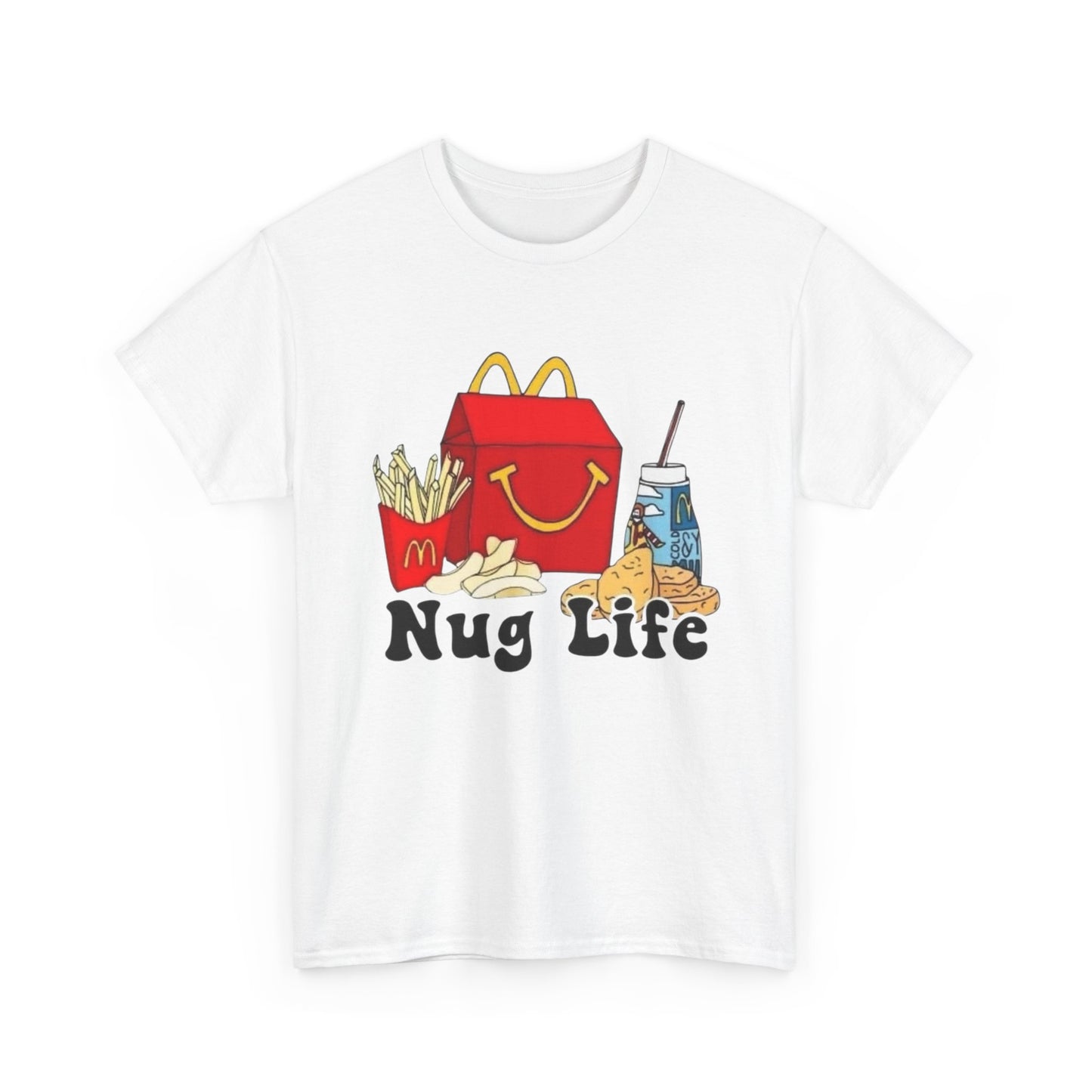 Nug Life Funny Happy Meal 90s Kids Graphic T Shirt New Unisex Heavy Cotton Tee
