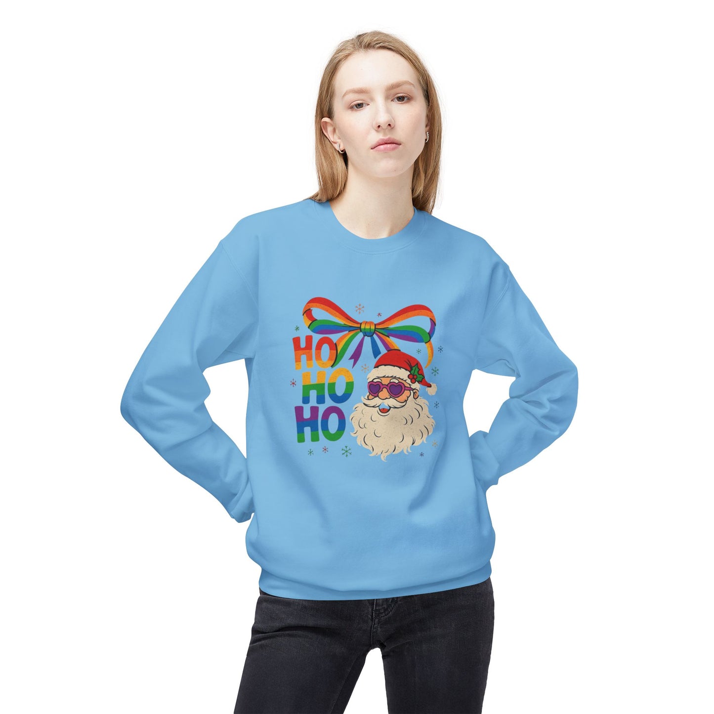 Rainbow Christmas Sweater NEW Unisex Fleece Crewneck Sweatshirt