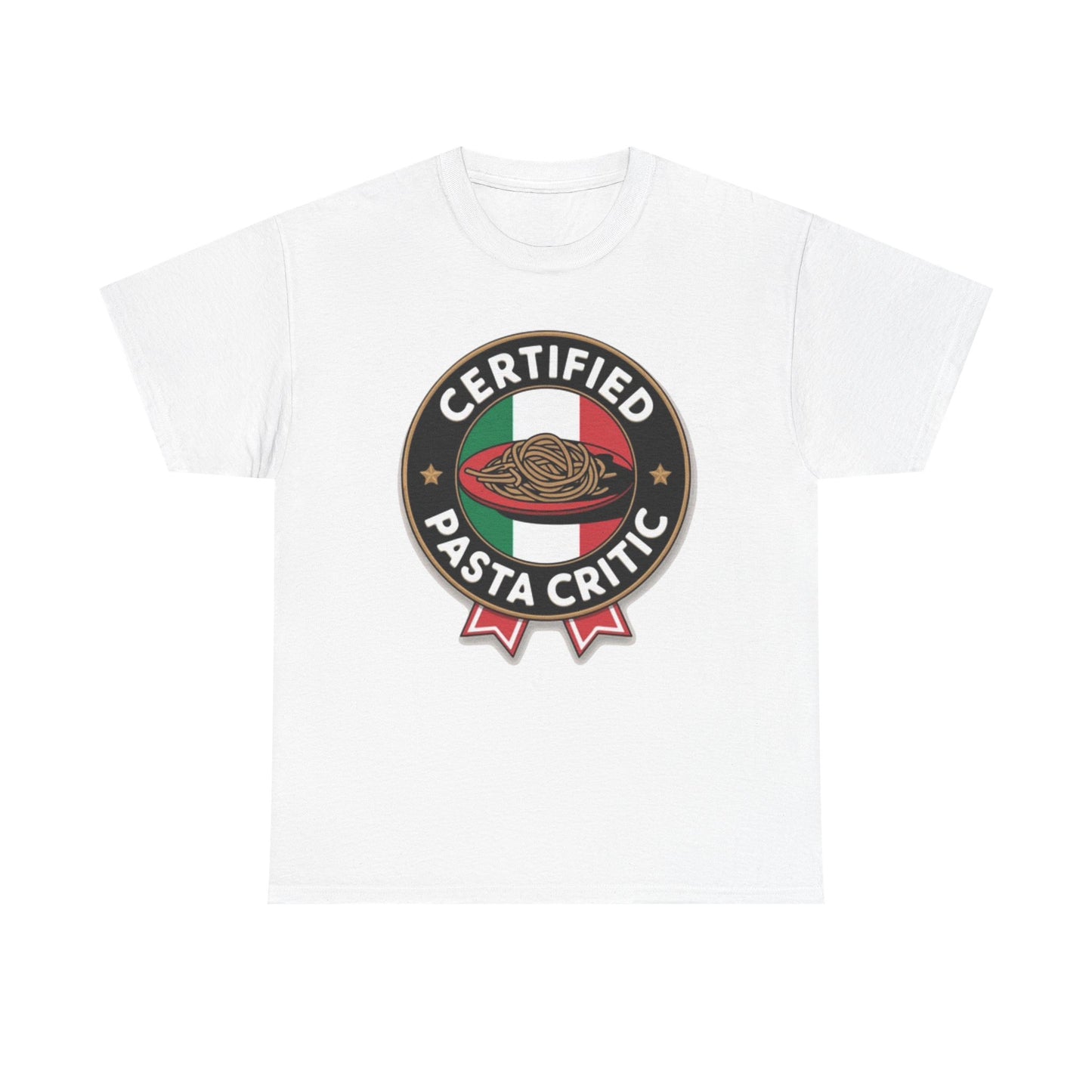 Certified Pasta Critic Graphic T Shirt Funny Italian Jokes Unisex Heavy Cotton