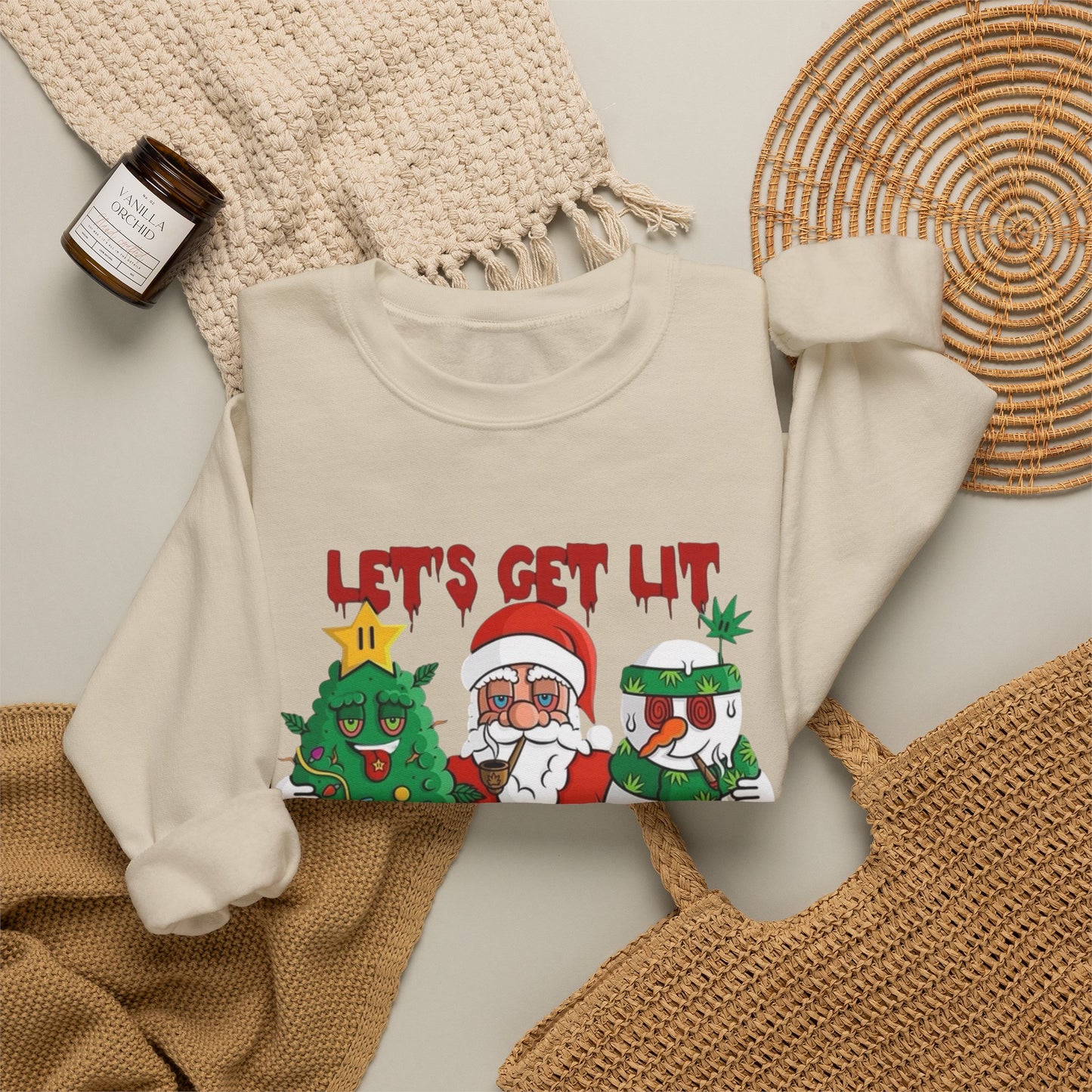 Lets Get Lit Santa Christmas Sweater NEW Unisex Heavy Blend™ Crewneck Sweatshirt