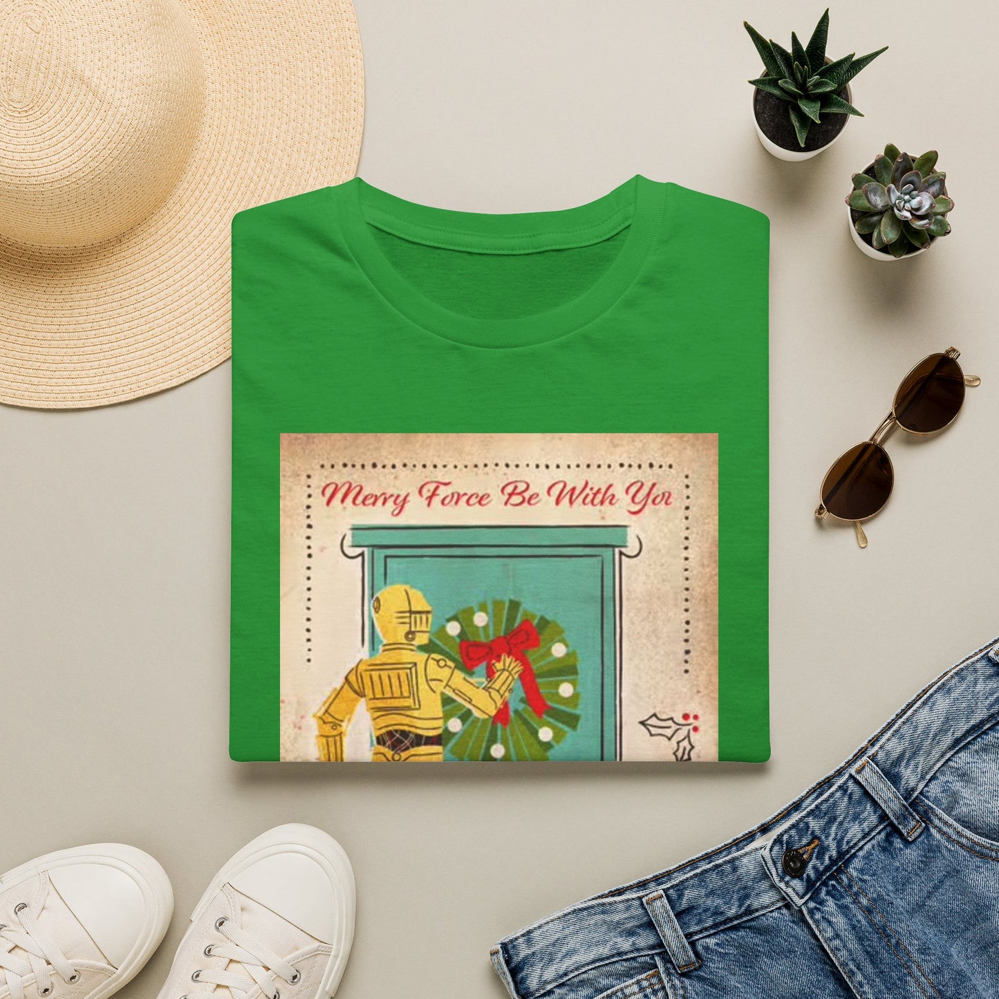 Merry Force Be With You Graphic T Shirt Vintage Star wars Christmas holidays
