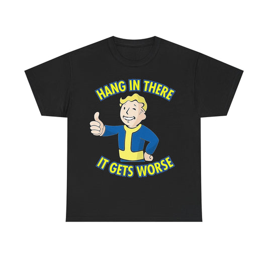 Fallout Graphic T Shirt Hang In There Funny Vintage Game Unisex Heavy Cotton Tee