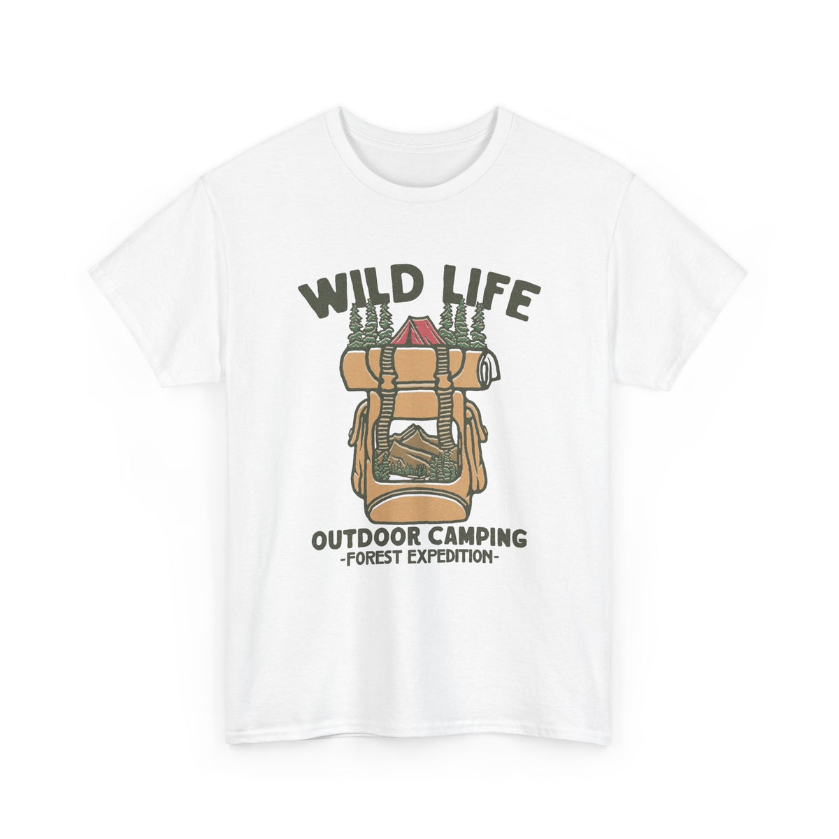 Wild Life Outdoor Camping Graphic T Shirt Men's Heavy Cotton Tee