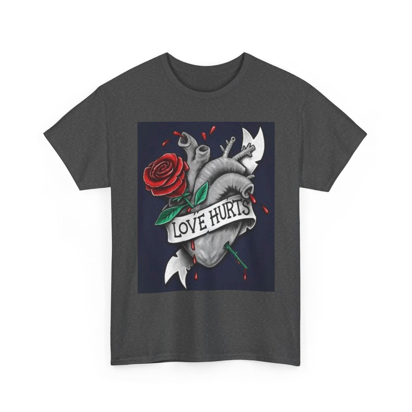Love Hurts Art Poster Graphic T Shirt Unisex Heavy Cotton Tee