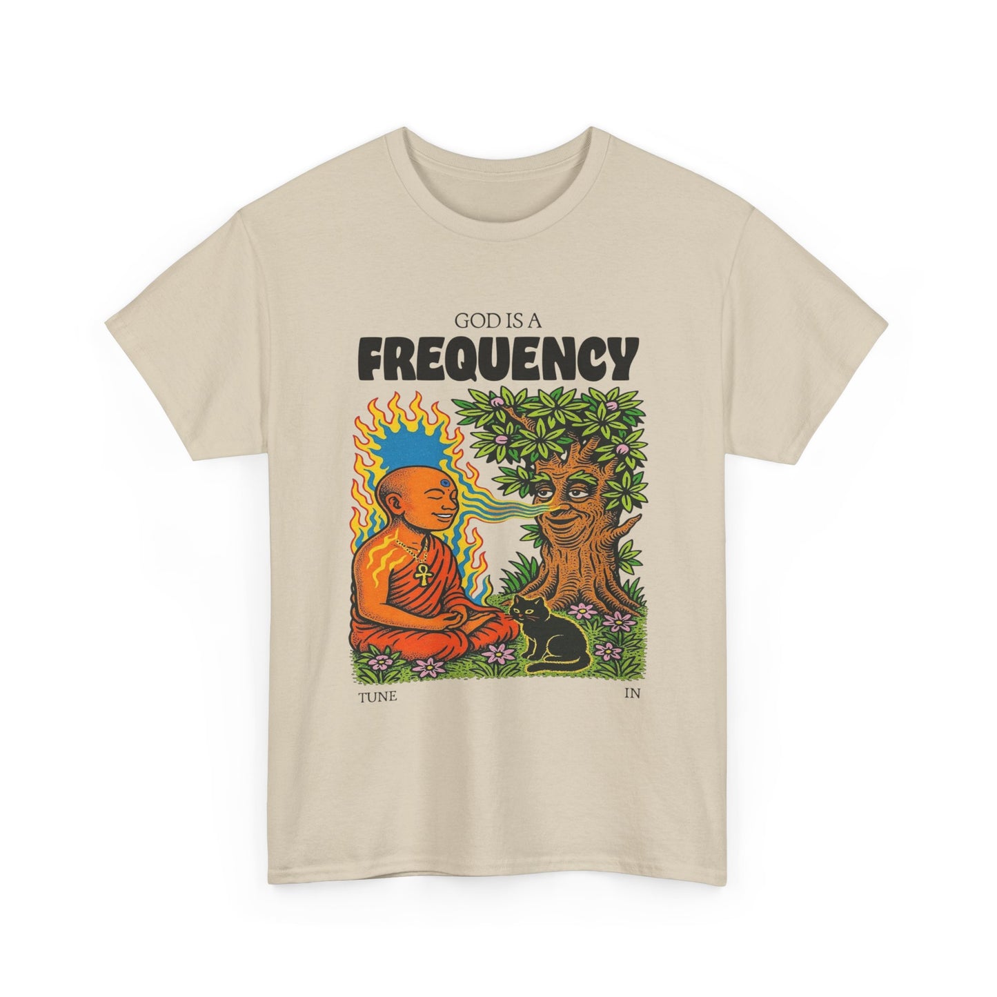 God Is A Frequency Graphic T-Shirt Unisex Heavy Cotton Tee Gift